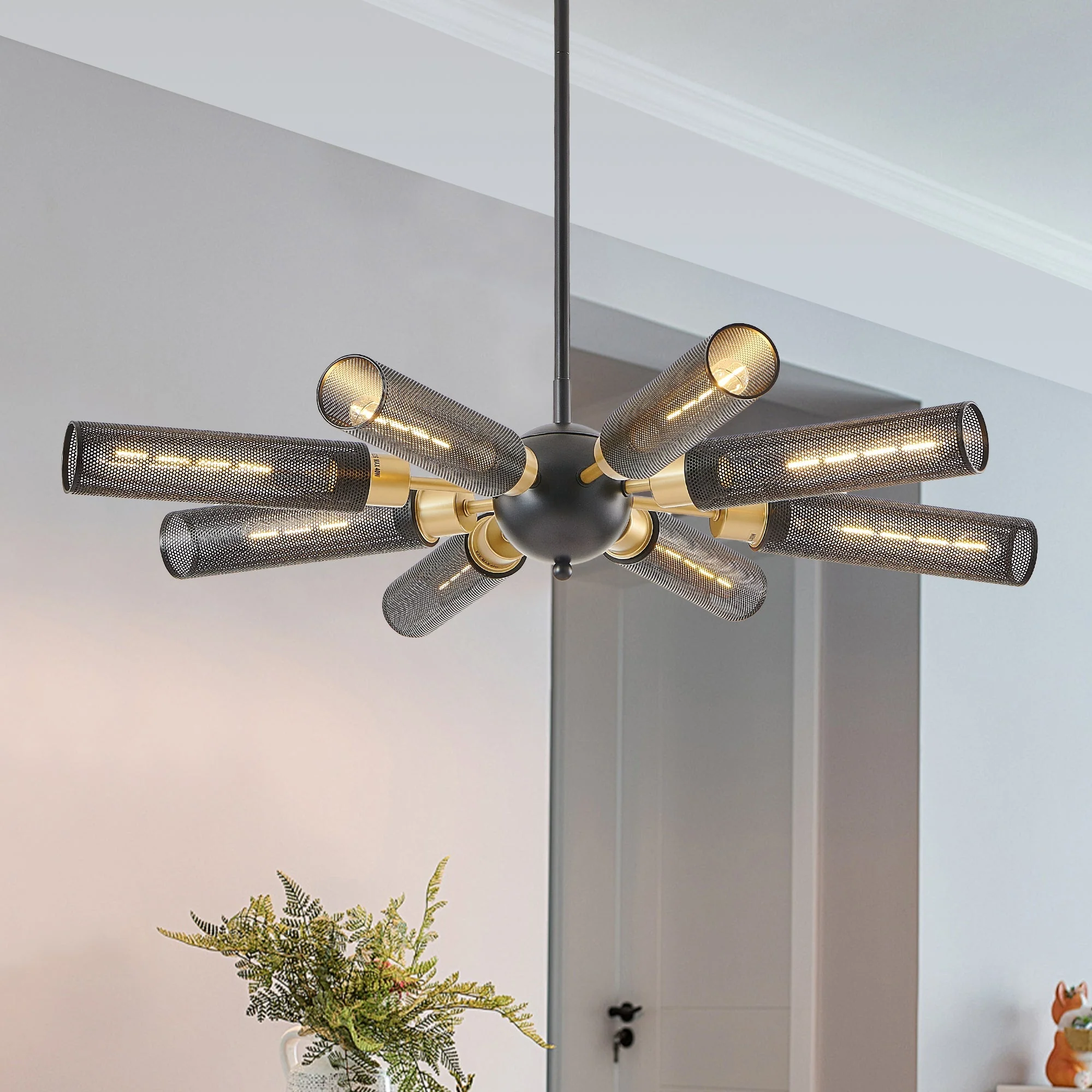 34' Modern Industrial Sputnik 8-Light Chandelier - Image 4