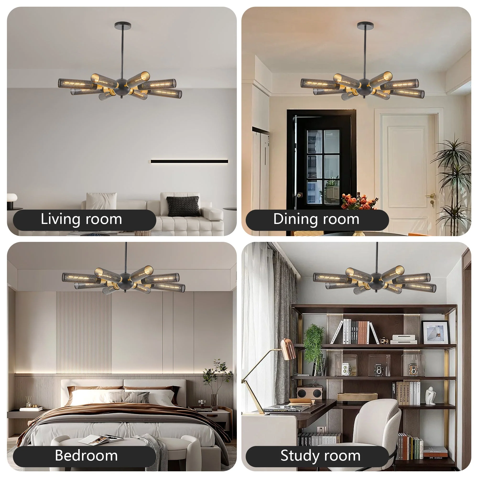 34' Modern Industrial Sputnik 8-Light Chandelier - Image 5