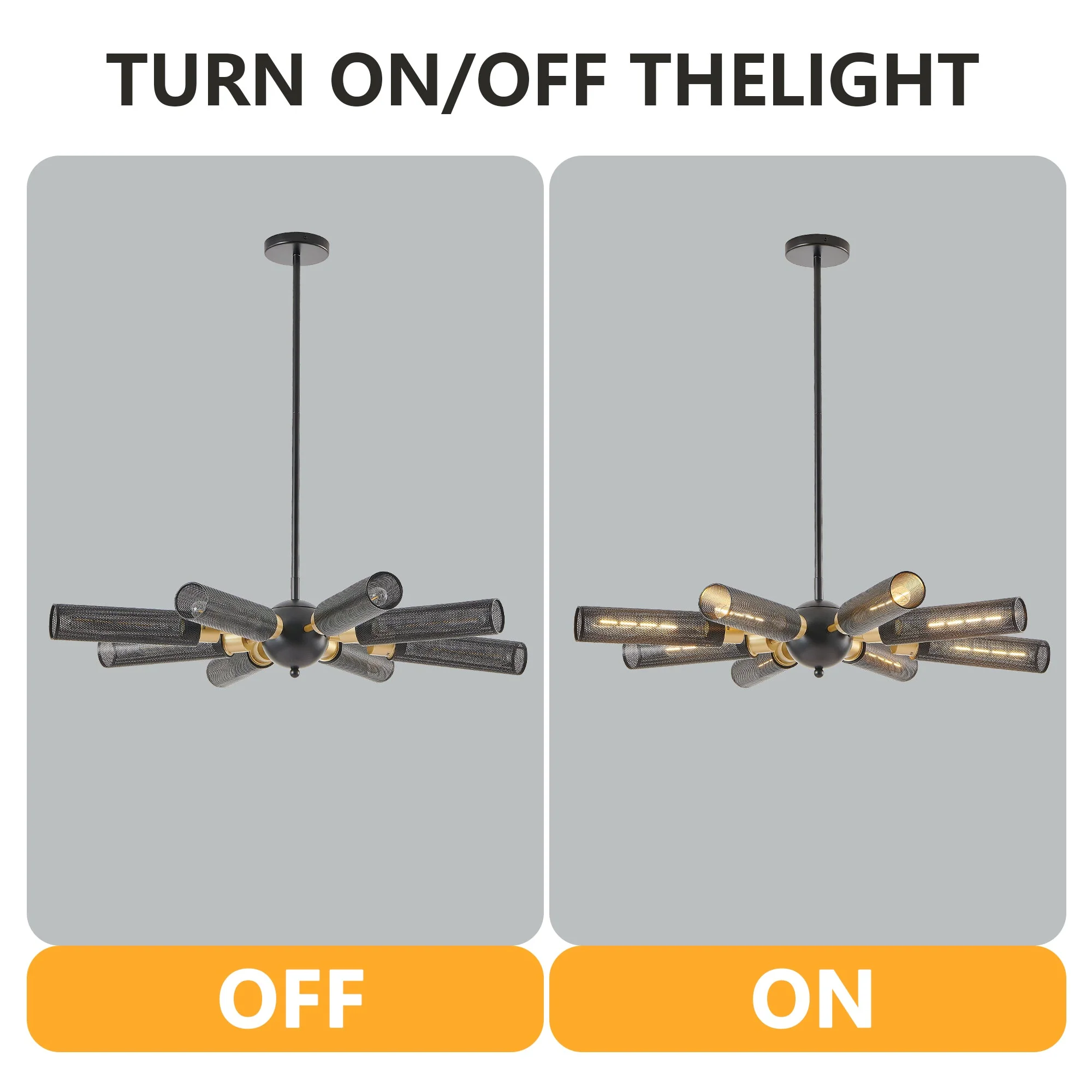 34' Modern Industrial Sputnik 8-Light Chandelier - Image 6