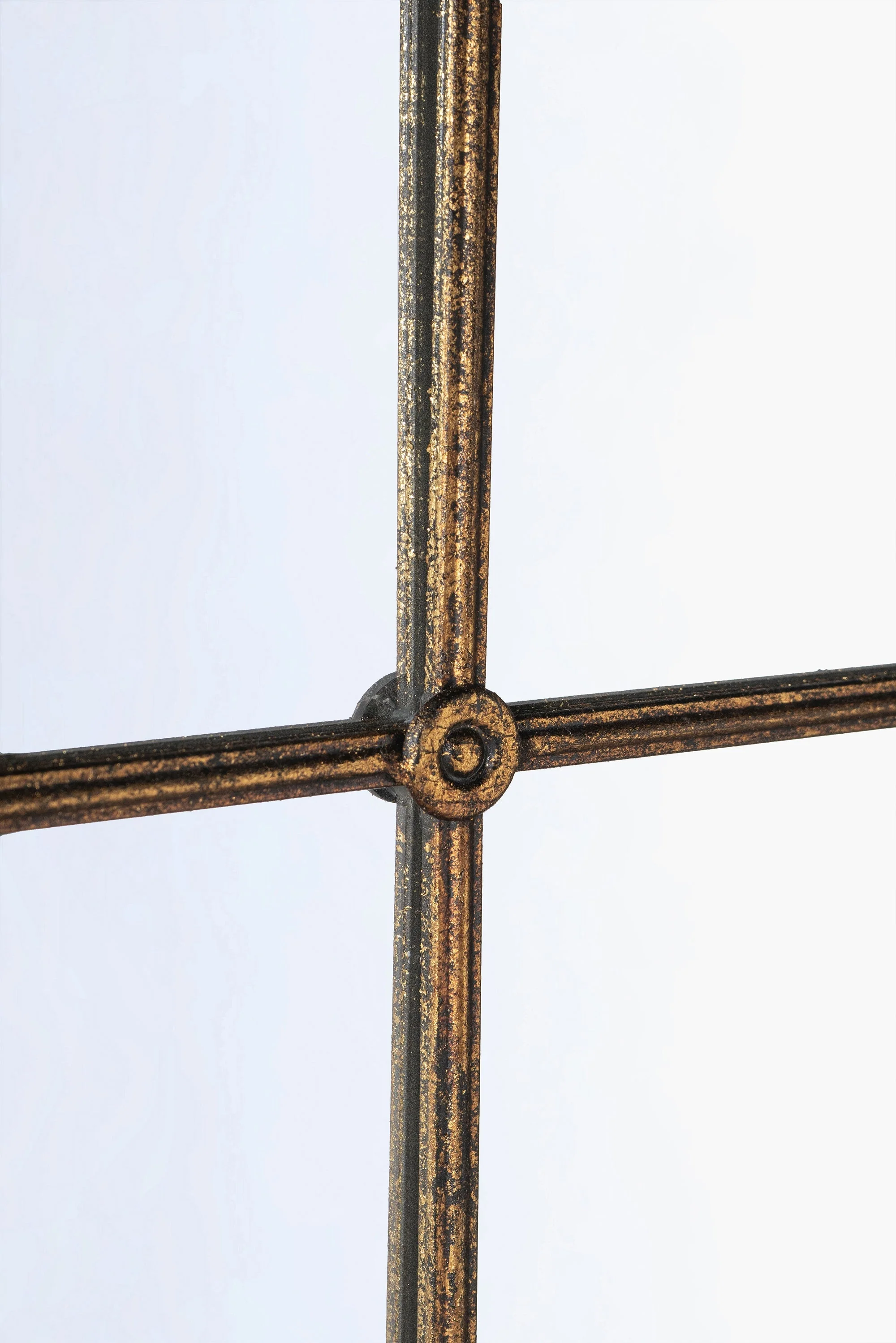 34x65.5' Arched Full-Length Mirror with Black and Gold Windowpane Design - Image 8