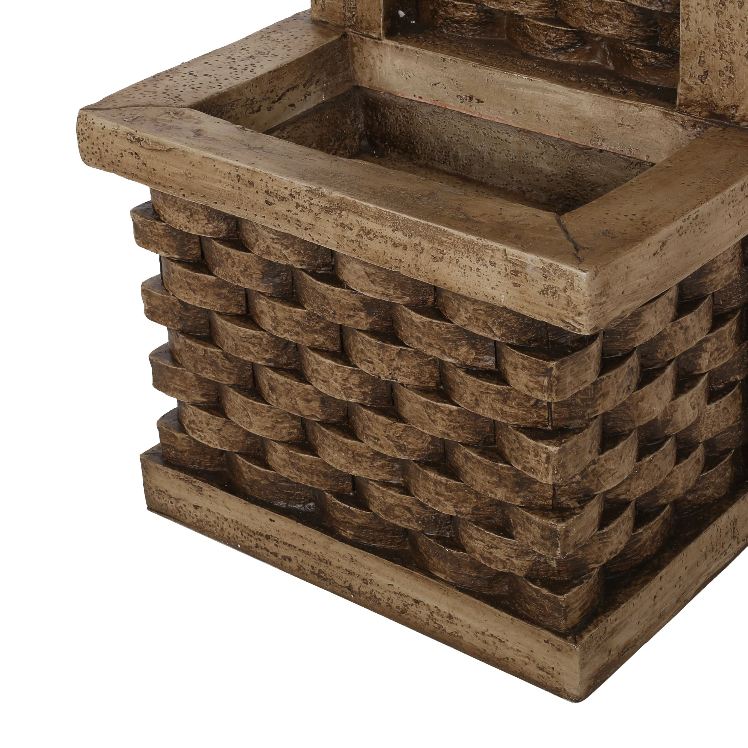35.25' High Hand Crafted Weather Resistant Floor Fountain with Light Light Brown - Image 11