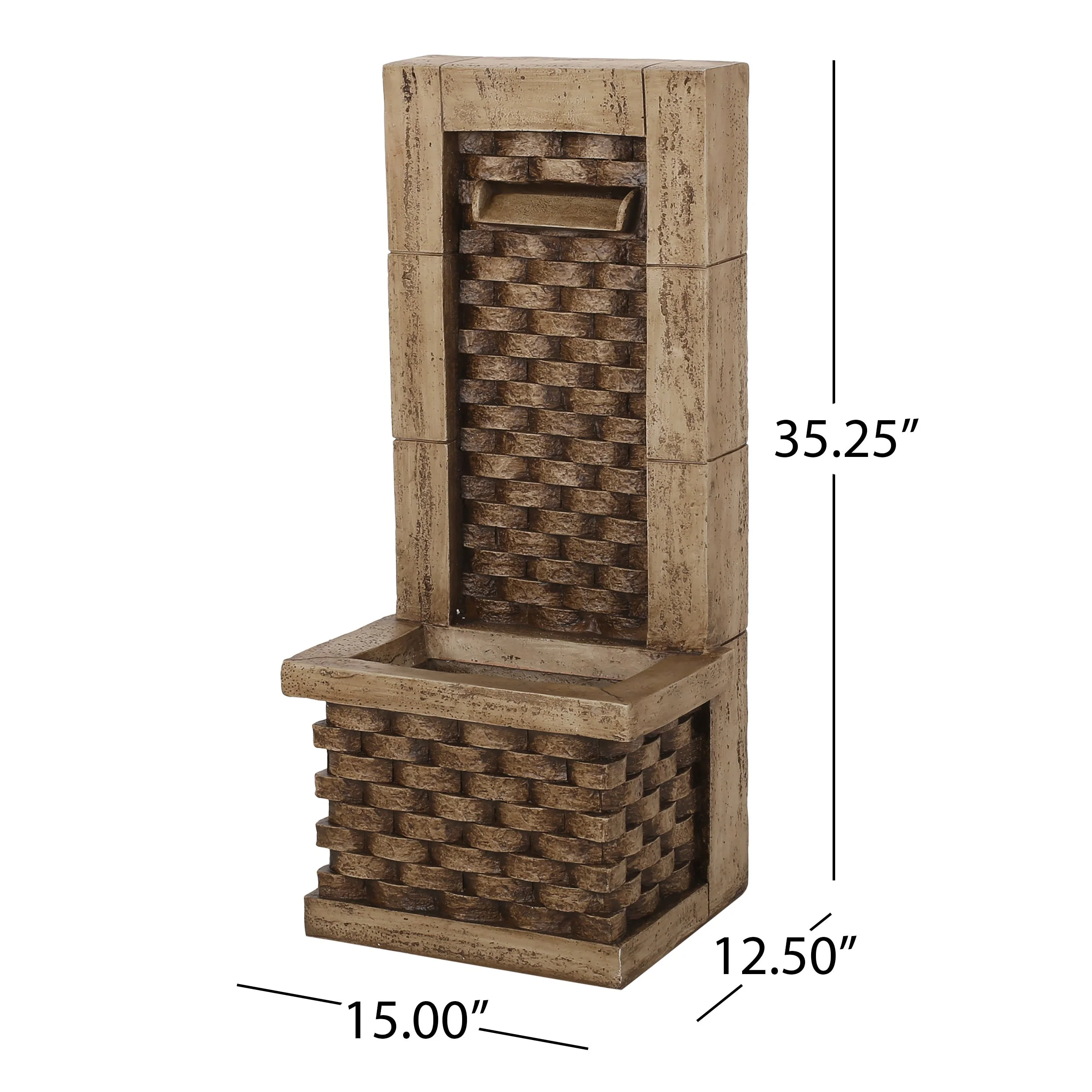 35.25' High Hand Crafted Weather Resistant Floor Fountain with Light Light Brown - Image 4
