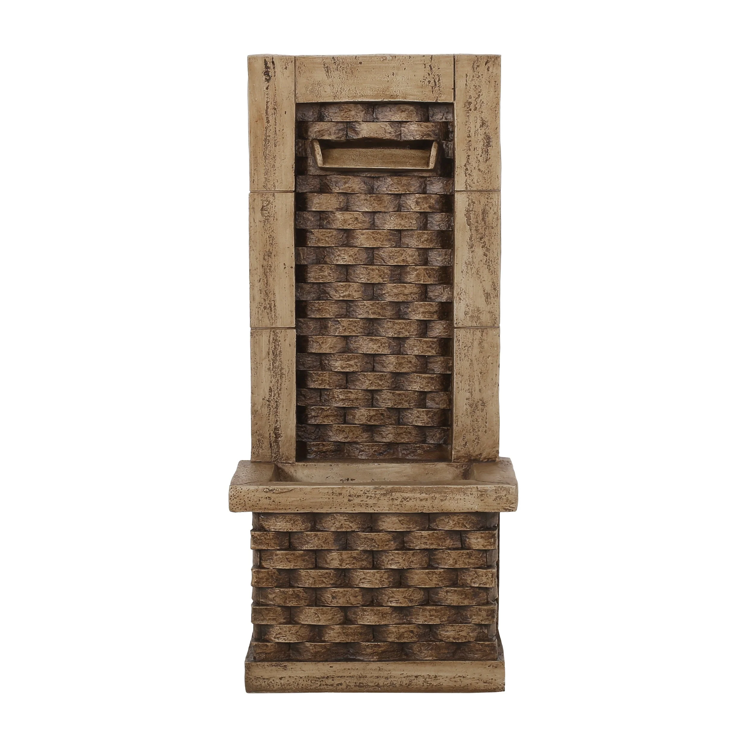 35.25' High Hand Crafted Weather Resistant Floor Fountain with Light Light Brown - Image 5