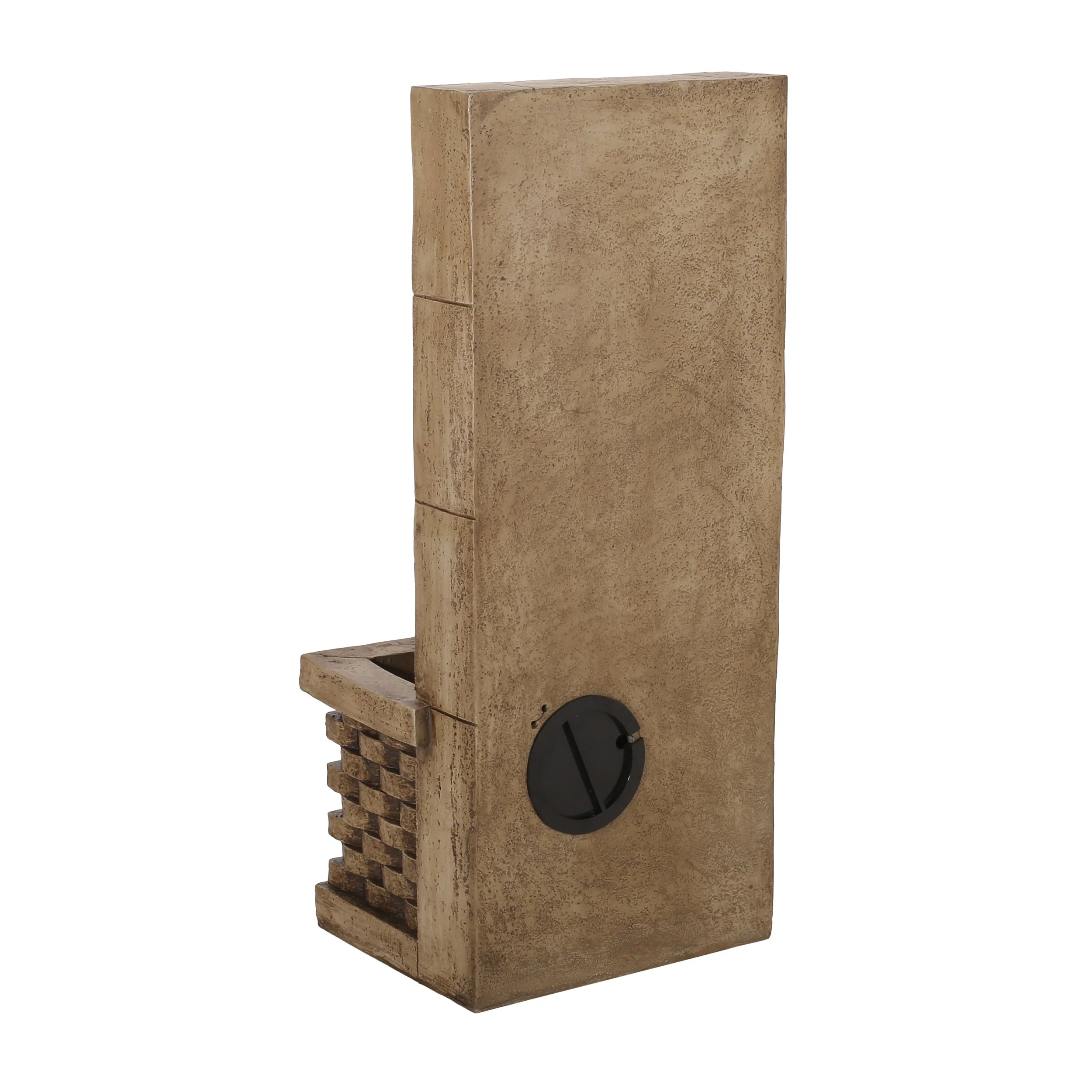 35.25' High Hand Crafted Weather Resistant Floor Fountain with Light Light Brown - Image 6