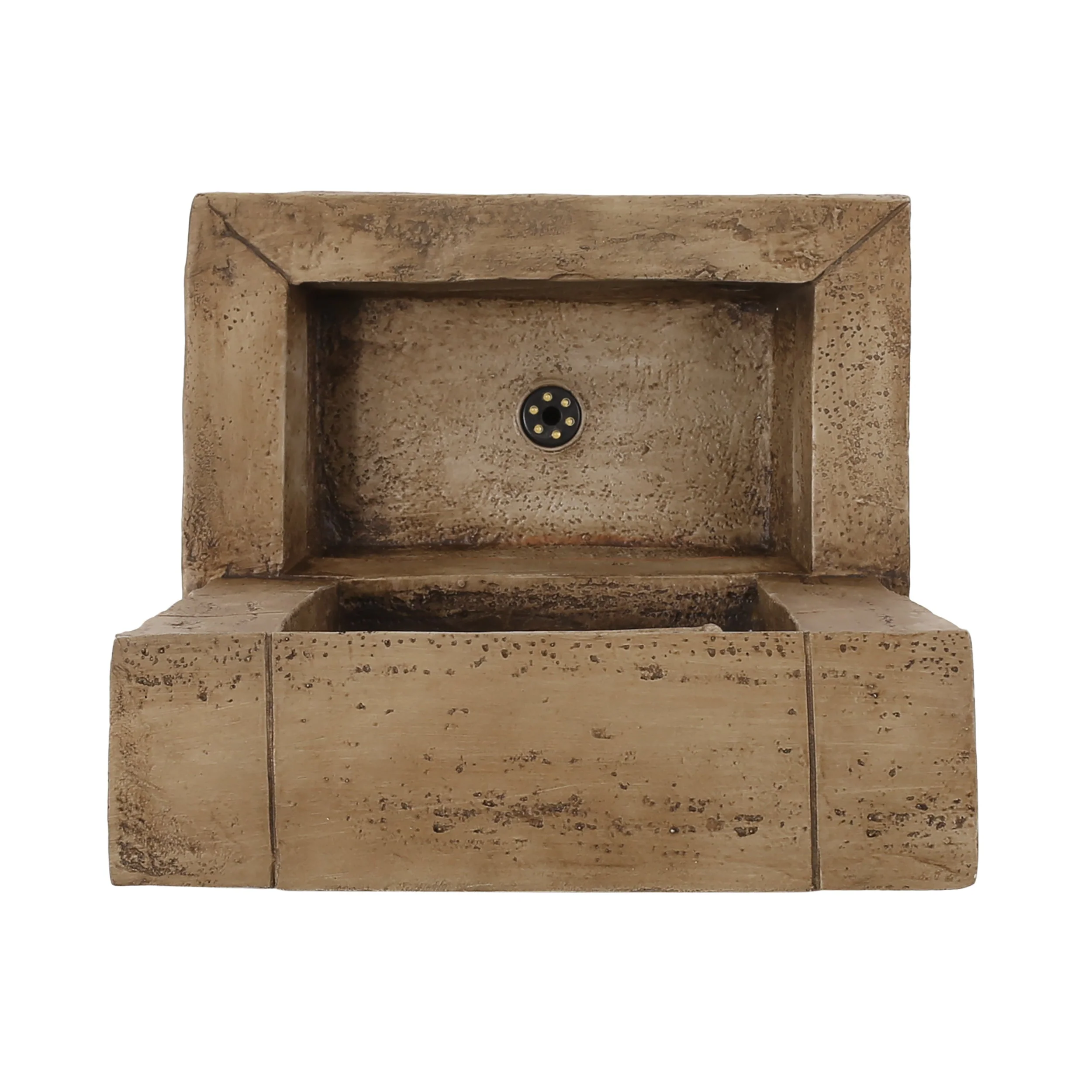 35.25' High Hand Crafted Weather Resistant Floor Fountain with Light Light Brown - Image 9