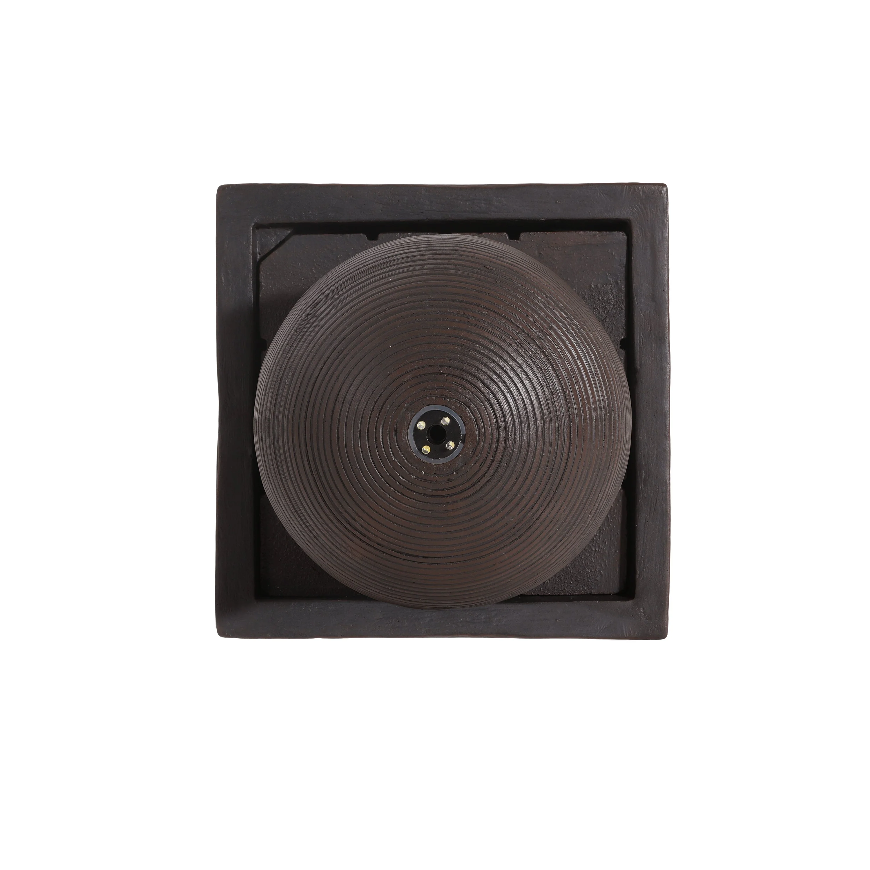 35.5' Dark Brown Concrete Tall Column Fountain with LED Lights - Image 10