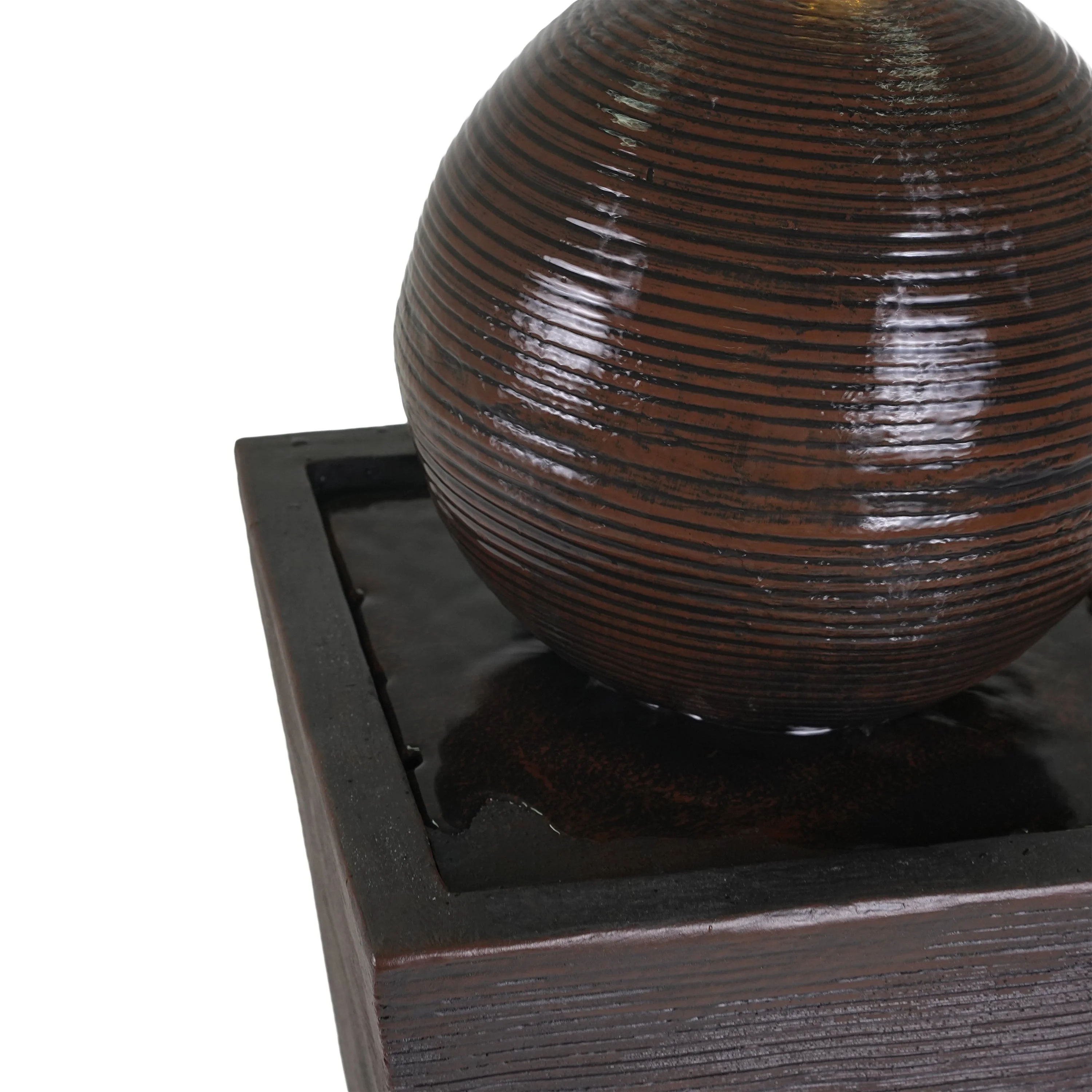 35.5' Dark Brown Concrete Tall Column Fountain with LED Lights - Image 12