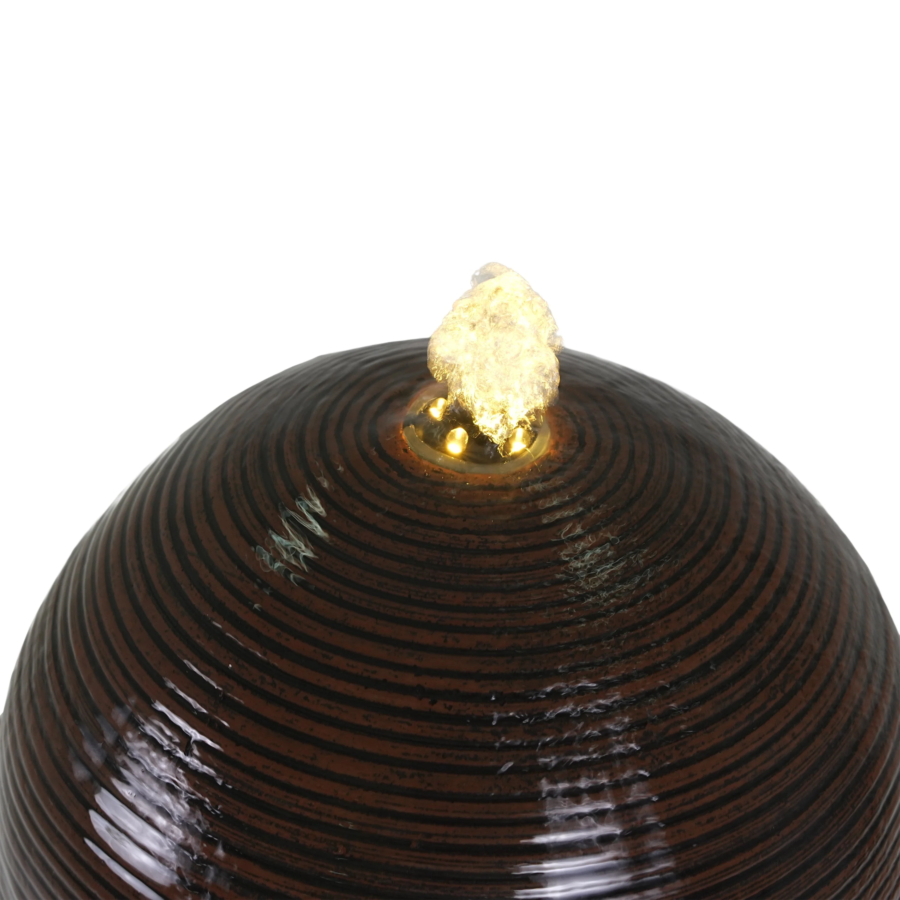 35.5' Dark Brown Concrete Tall Column Fountain with LED Lights - Image 13