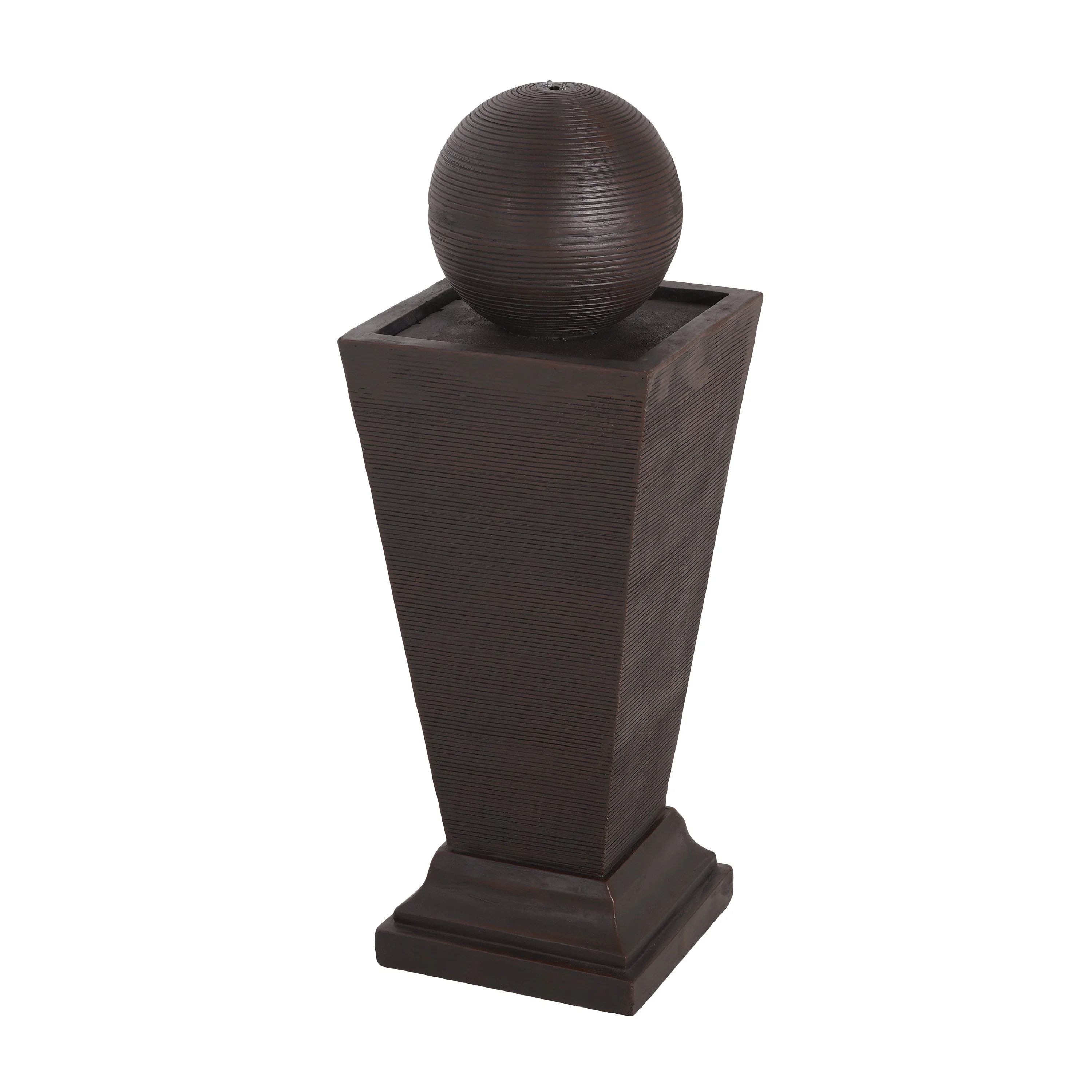 35.5' Dark Brown Concrete Tall Column Fountain with LED Lights - Image 8