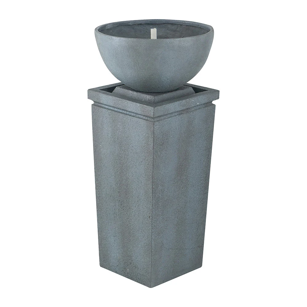 35.5" Polyresin Gray Zen Bowl Outdoor Water Fountain - Image 2