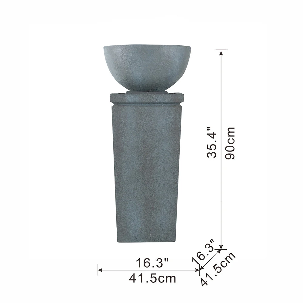35.5" Polyresin Gray Zen Bowl Outdoor Water Fountain - Image 3