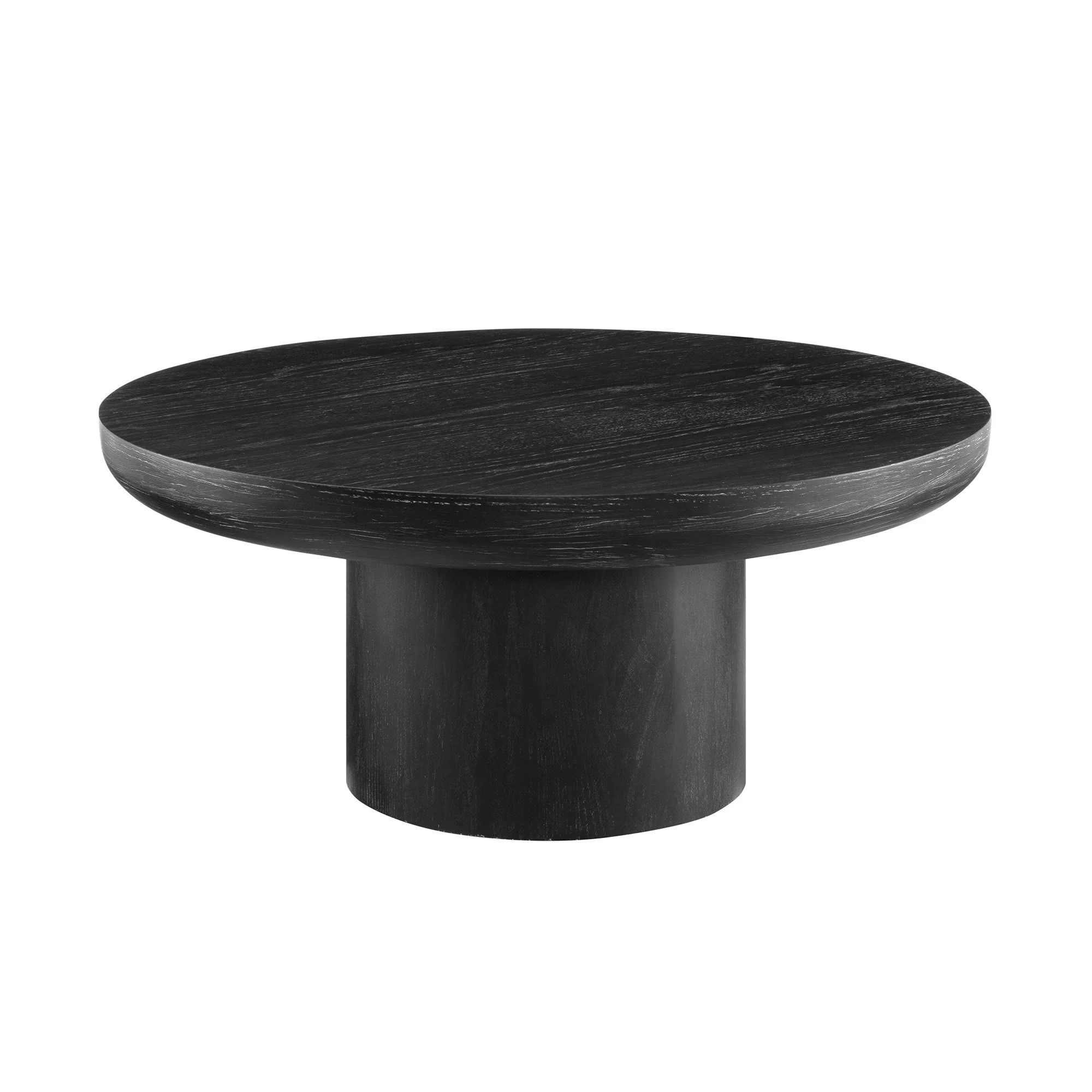35.98 Inch Round Coffee Table with Cylindrical Black Legs - Image 2