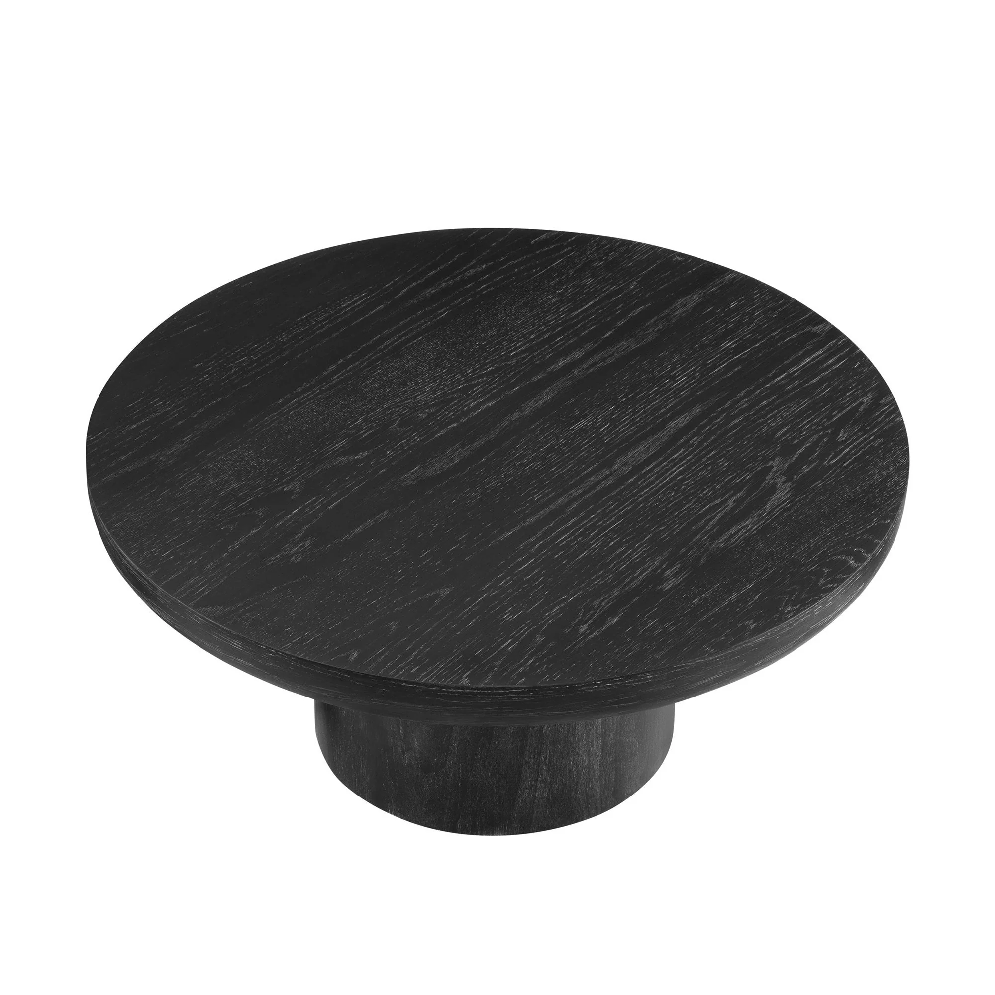 35.98 Inch Round Coffee Table with Cylindrical Black Legs - Image 3