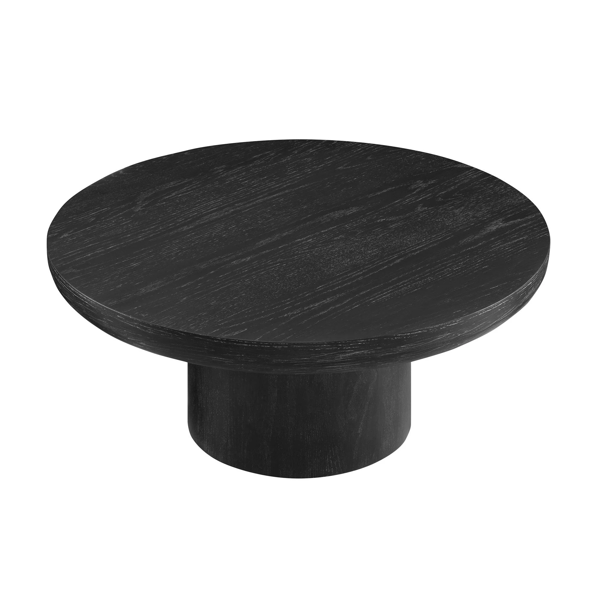 35.98 Inch Round Coffee Table with Cylindrical Black Legs - Image 4