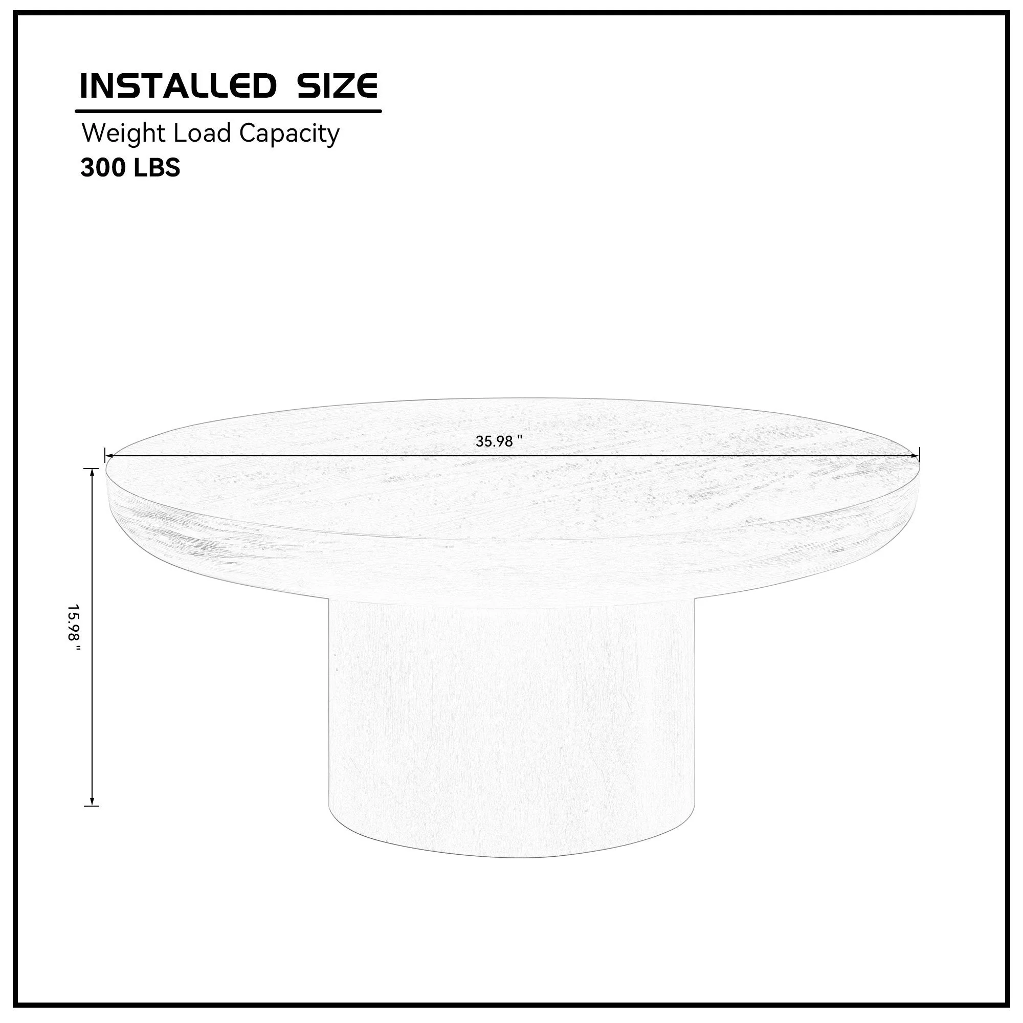 35.98 Inch Round Coffee Table with Cylindrical Black Legs - Image 9