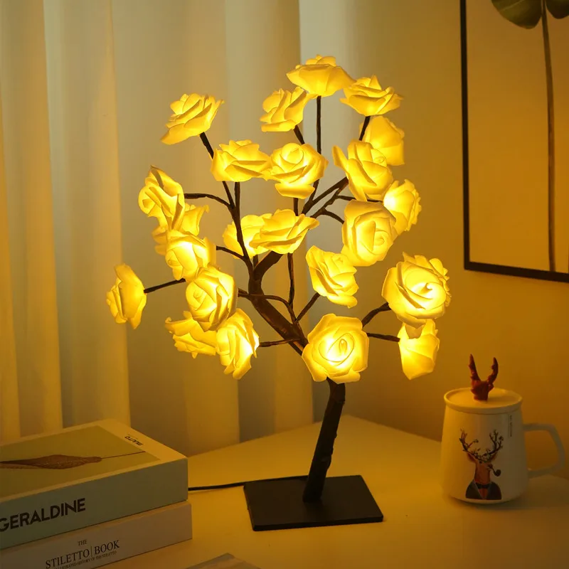 36/108LED Rose String Table Lamp USB Powered Night Light Romantic Party Decor - Image 2