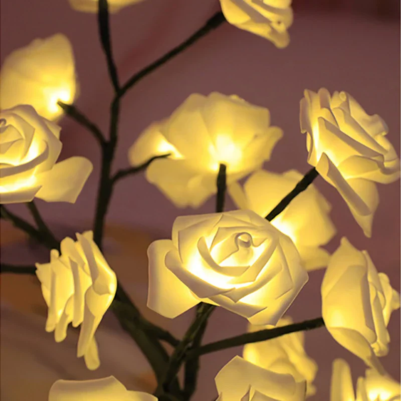 36/108LED Rose String Table Lamp USB Powered Night Light Romantic Party Decor - Image 4