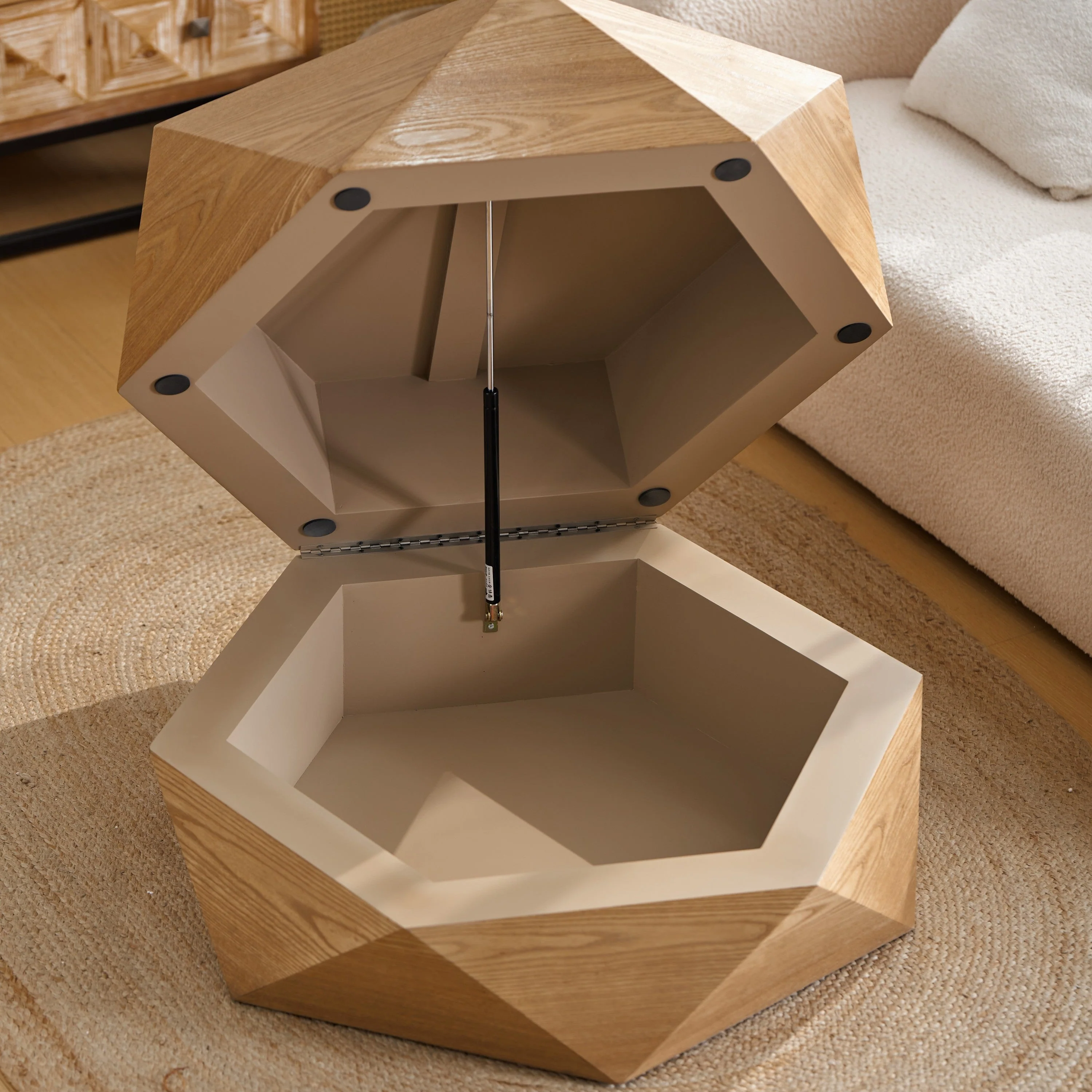 36.61'' Retro Style Polygon Flip Top Coffee Table - Image 3