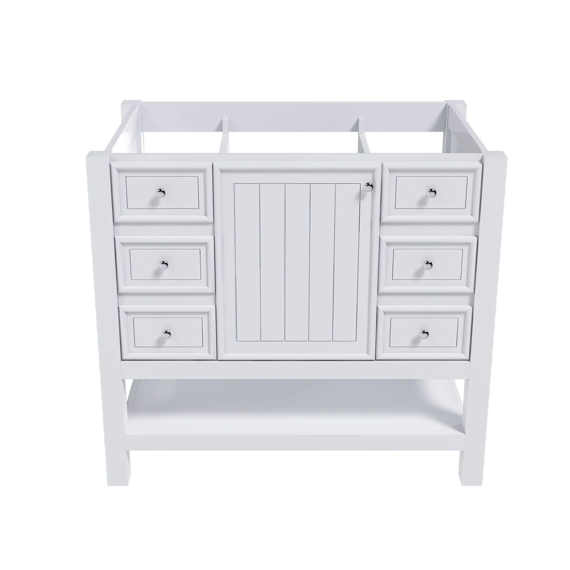 36" Bathroom Vanity With 1 Cabinet And 3 Drawers 1, Storage Solution - White - Image 4