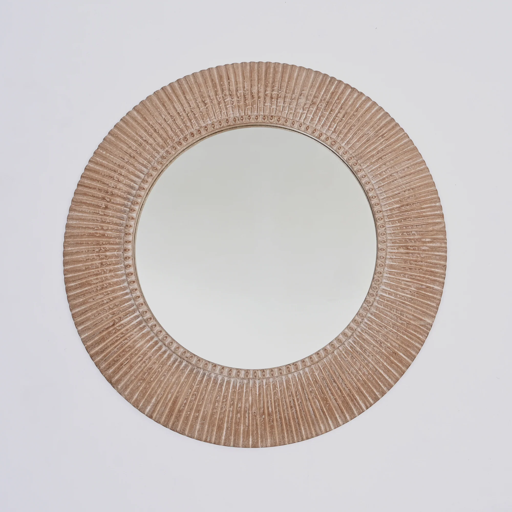36” Handcrafted Wooden Wall Mirror - Image 3