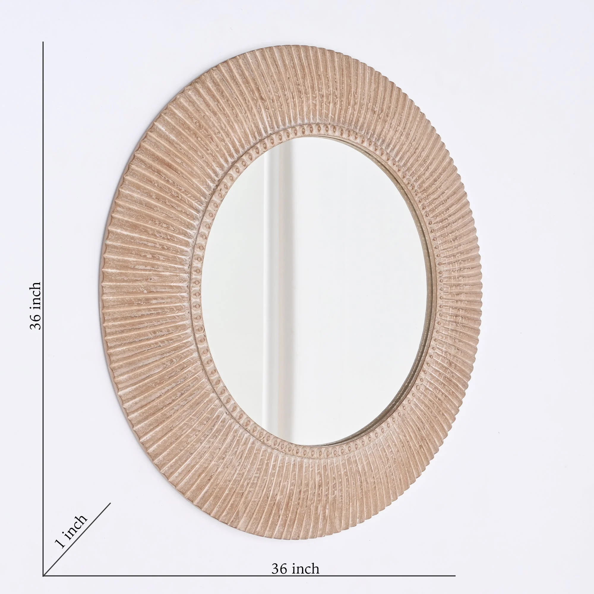 36” Handcrafted Wooden Wall Mirror - Image 4