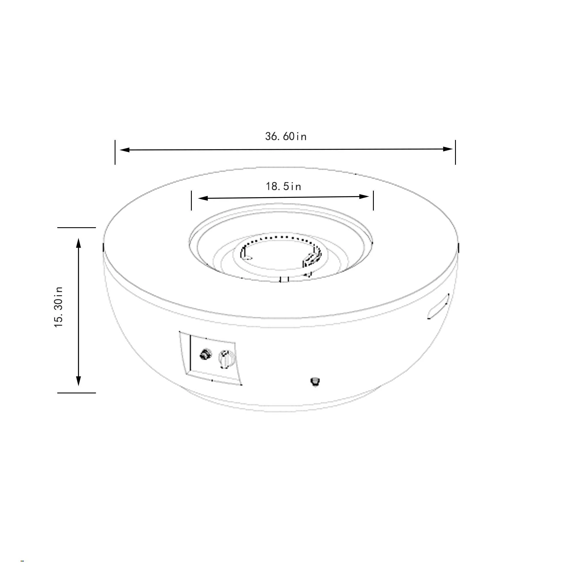 36'' Propane Gas Fire Pit Table - Grey Steel - Image 3