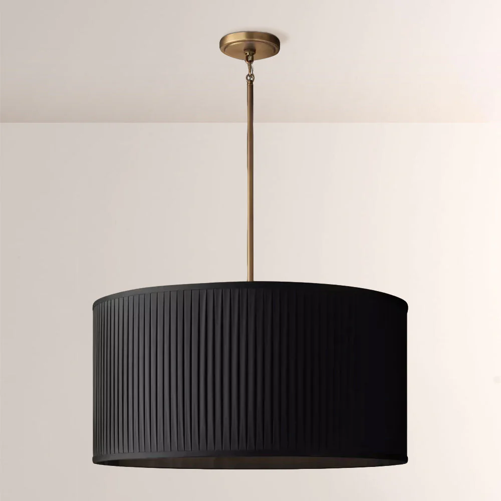 36 Silk Drum Pendant Light 3-Light E26 Brass Bronze Fixture - Image 3