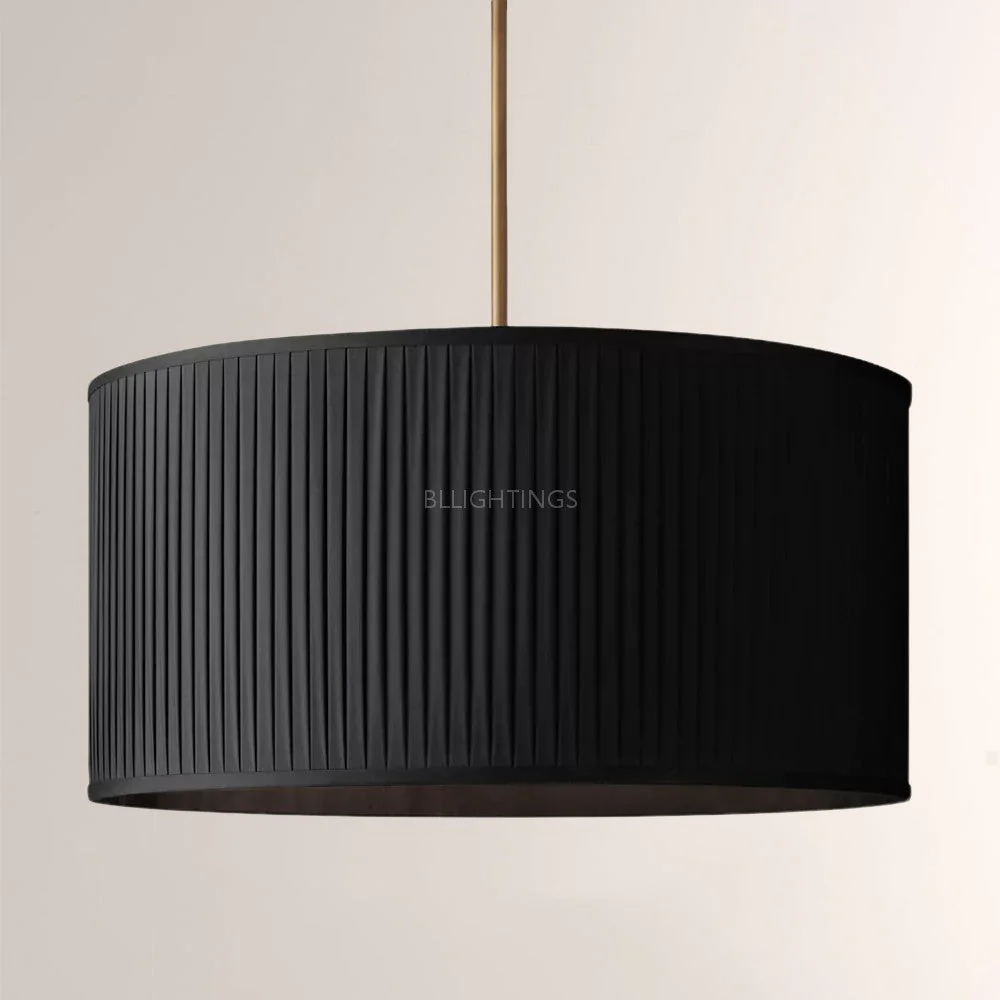 36 Silk Drum Pendant Light 3-Light E26 Brass Bronze Fixture - Image 5