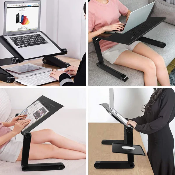 360° Adjustable Ergonomic Laptop Stand Aluminum Foldable Desk Stand with Mouse Pad - Image 2
