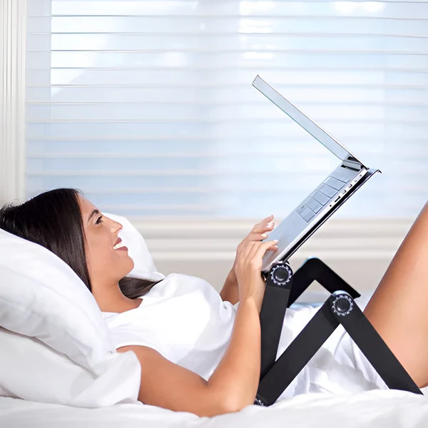 360° Adjustable Ergonomic Laptop Stand Aluminum Foldable Desk Stand with Mouse Pad - Image 3