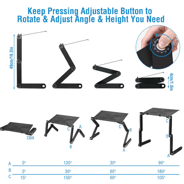 360° Adjustable Ergonomic Laptop Stand Aluminum Foldable Desk Stand with Mouse Pad - Image 5
