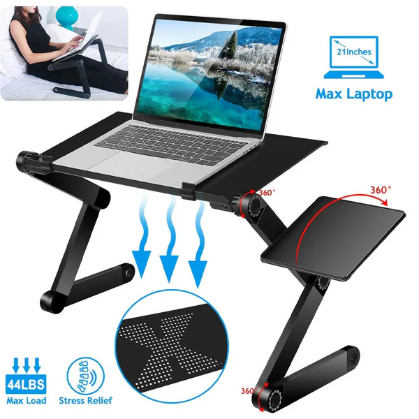 360° Adjustable Ergonomic Laptop Stand Aluminum Foldable Desk Stand with Mouse Pad - Image 6