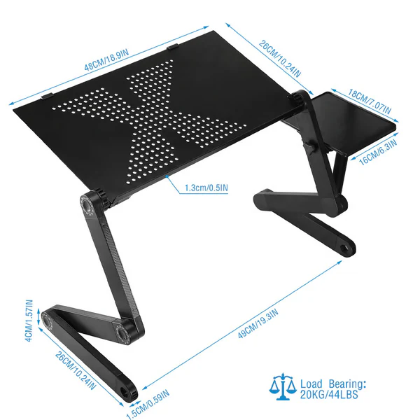 360° Adjustable Ergonomic Laptop Stand Aluminum Foldable Desk Stand with Mouse Pad - Image 7