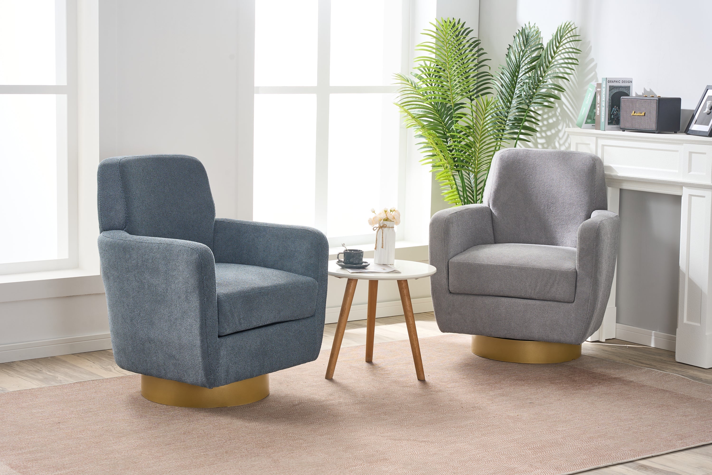 360 Degree Rotation Armchair Cotton Linen - Image 15