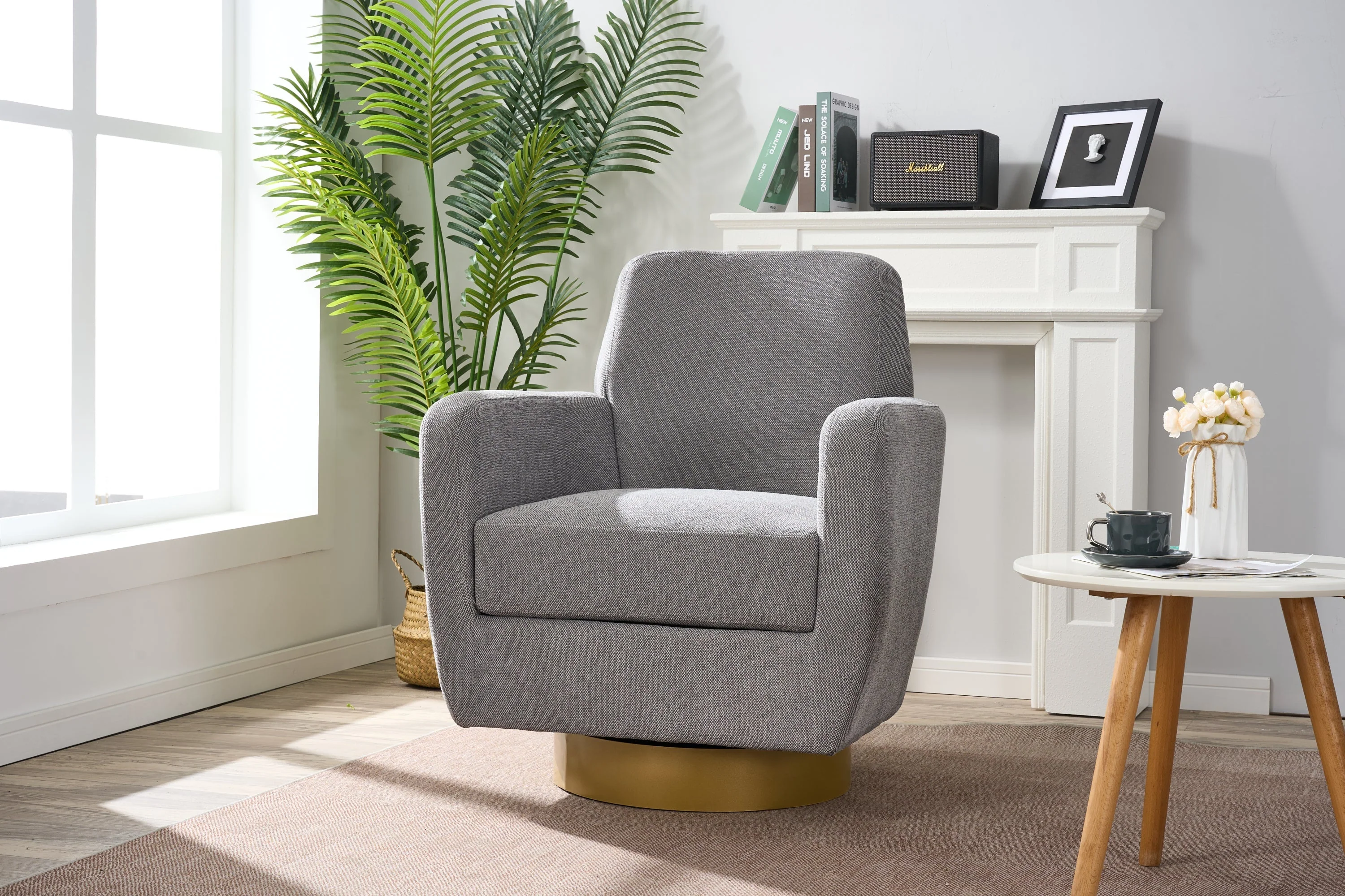 360 Degree Rotation Armchair Cotton Linen - Image 16