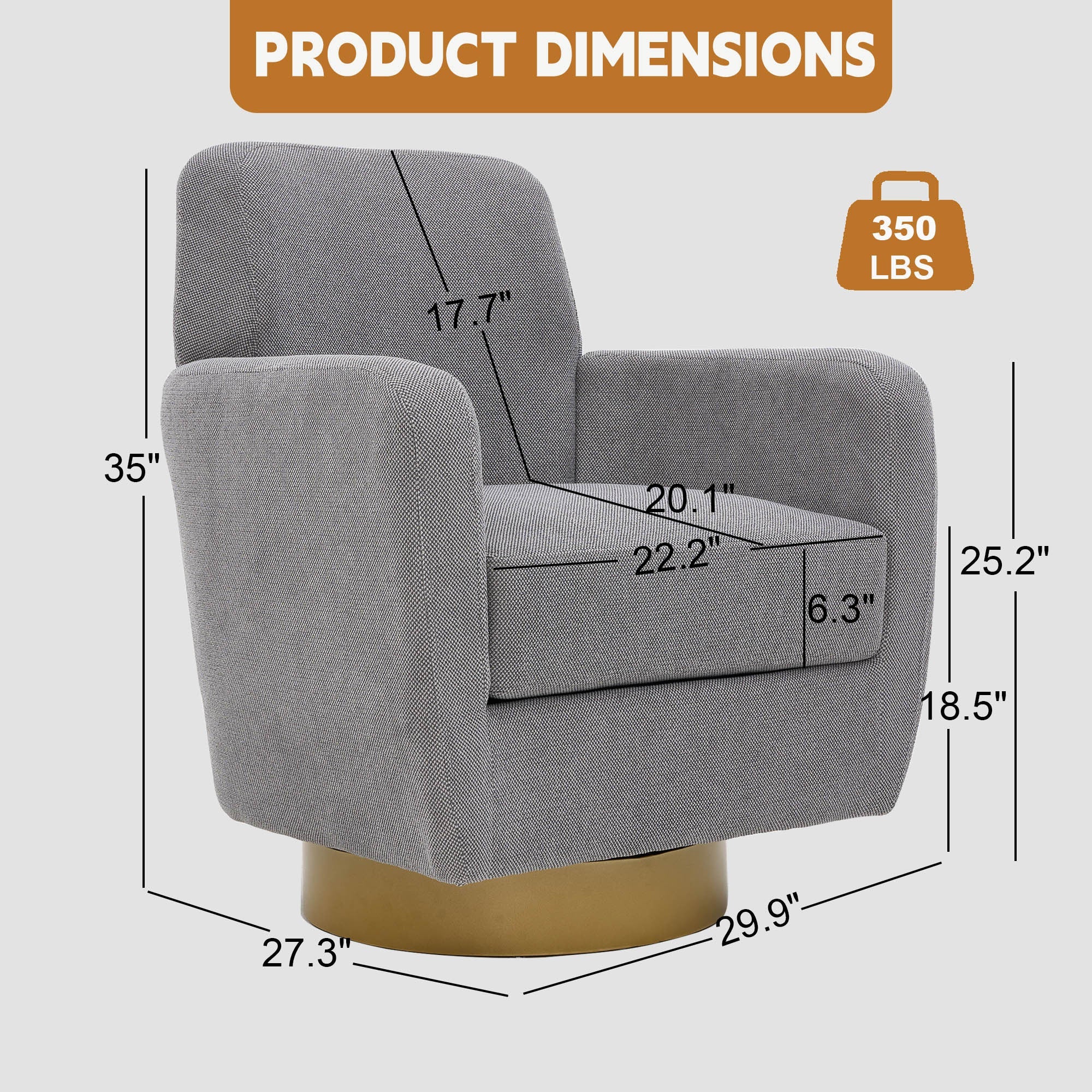 360 Degree Rotation Armchair Cotton Linen - Image 3