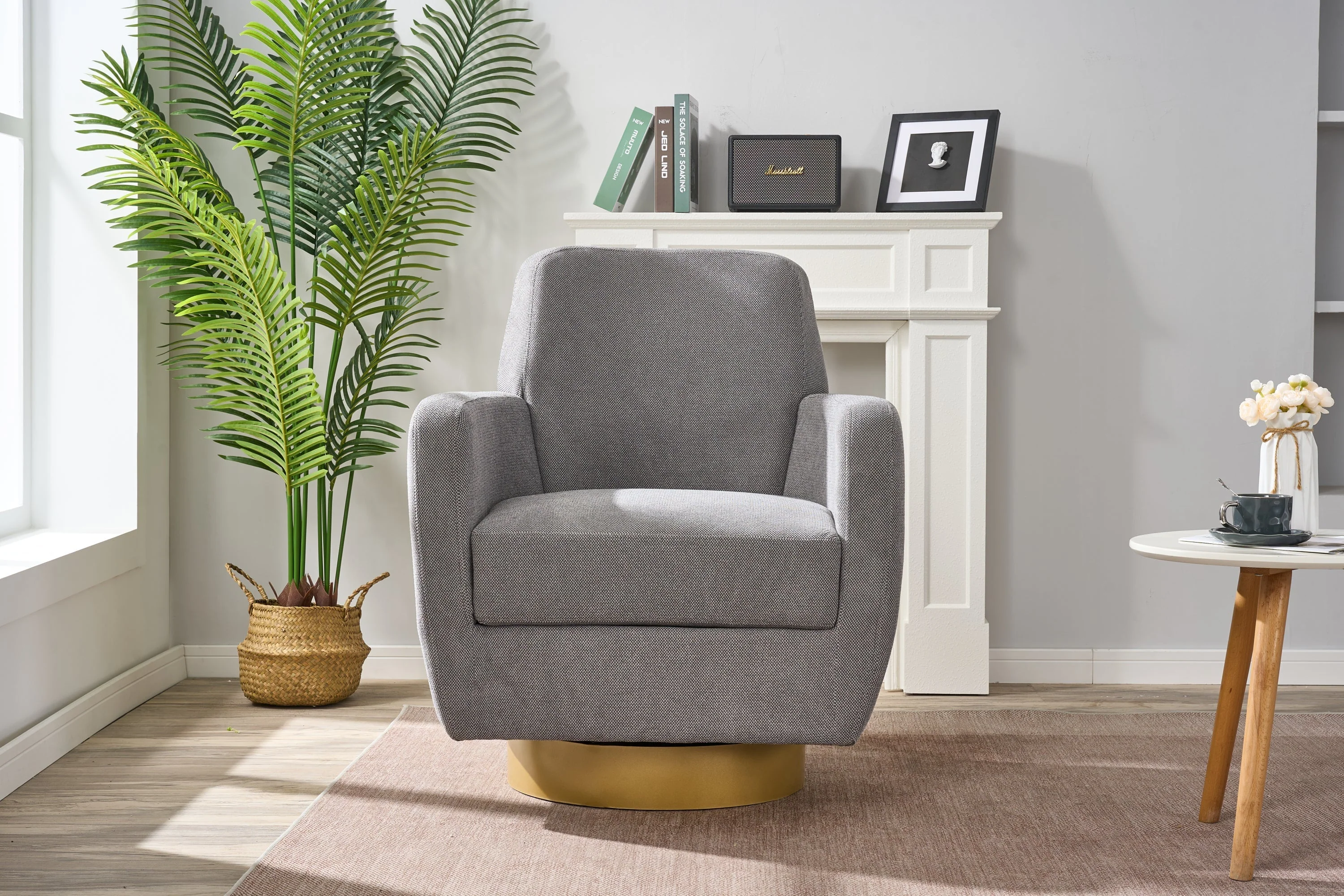 360 Degree Rotation Armchair Cotton Linen - Image 7