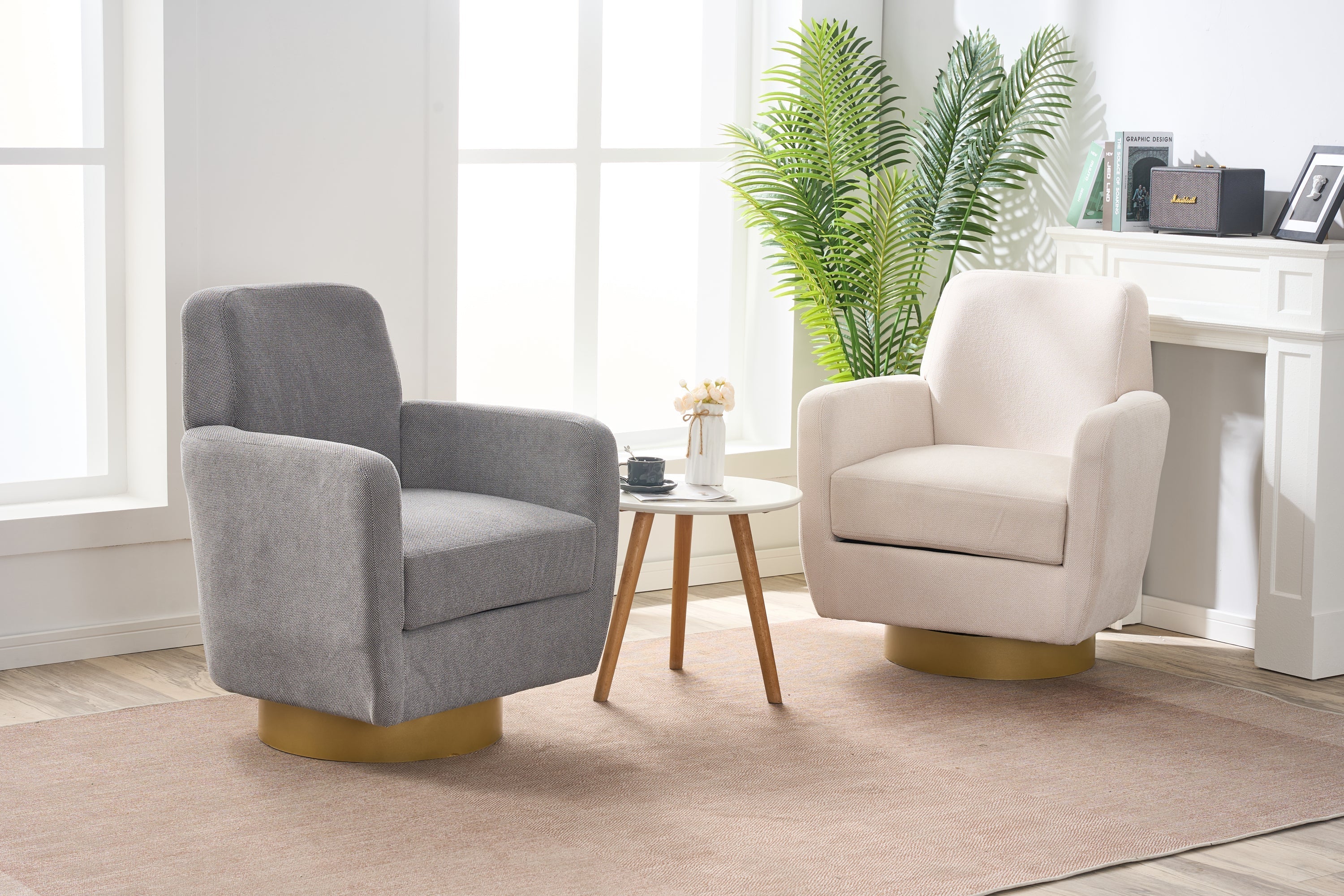 360 Degree Rotation Armchair Cotton Linen - Image 8