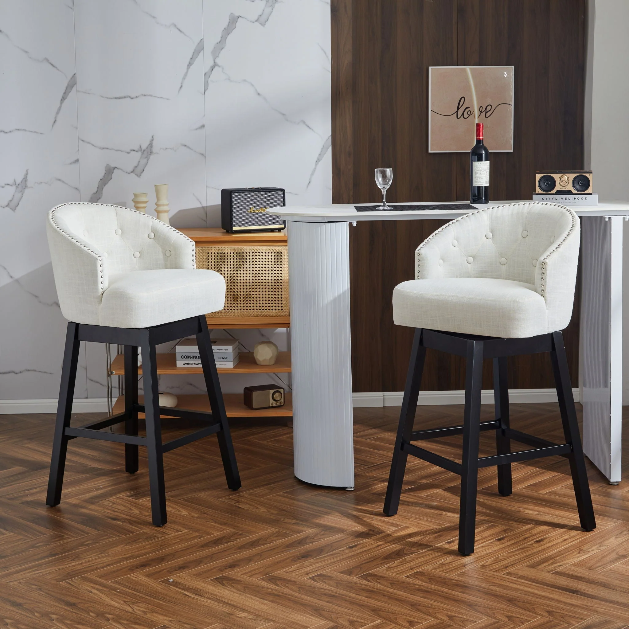 360 Degree Rotation Swivel Counter Stools (Set of 2) - Image 3