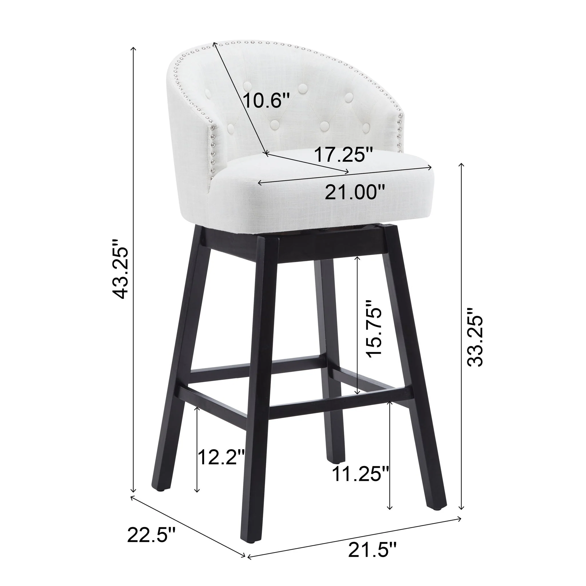 360 Degree Rotation Swivel Counter Stools (Set of 2) - Image 4