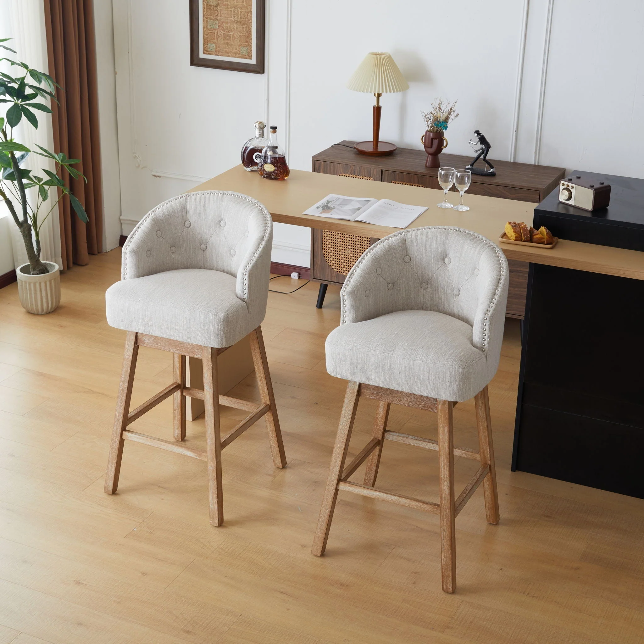 360 Degree Rotation Swivel Counter Stools (Set of 2) - Image 5