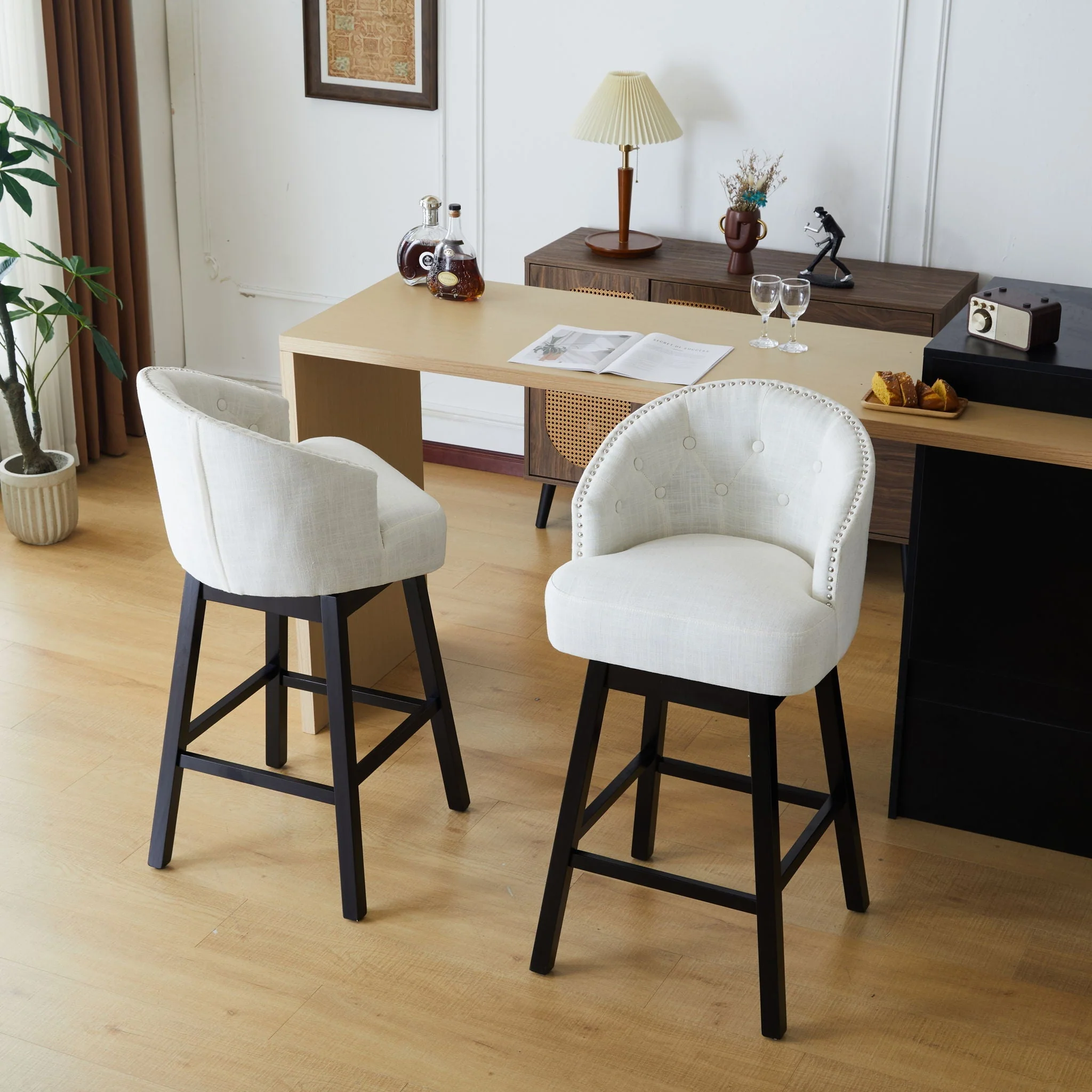 360 Degree Rotation Swivel Counter Stools (Set of 2) - Image 6