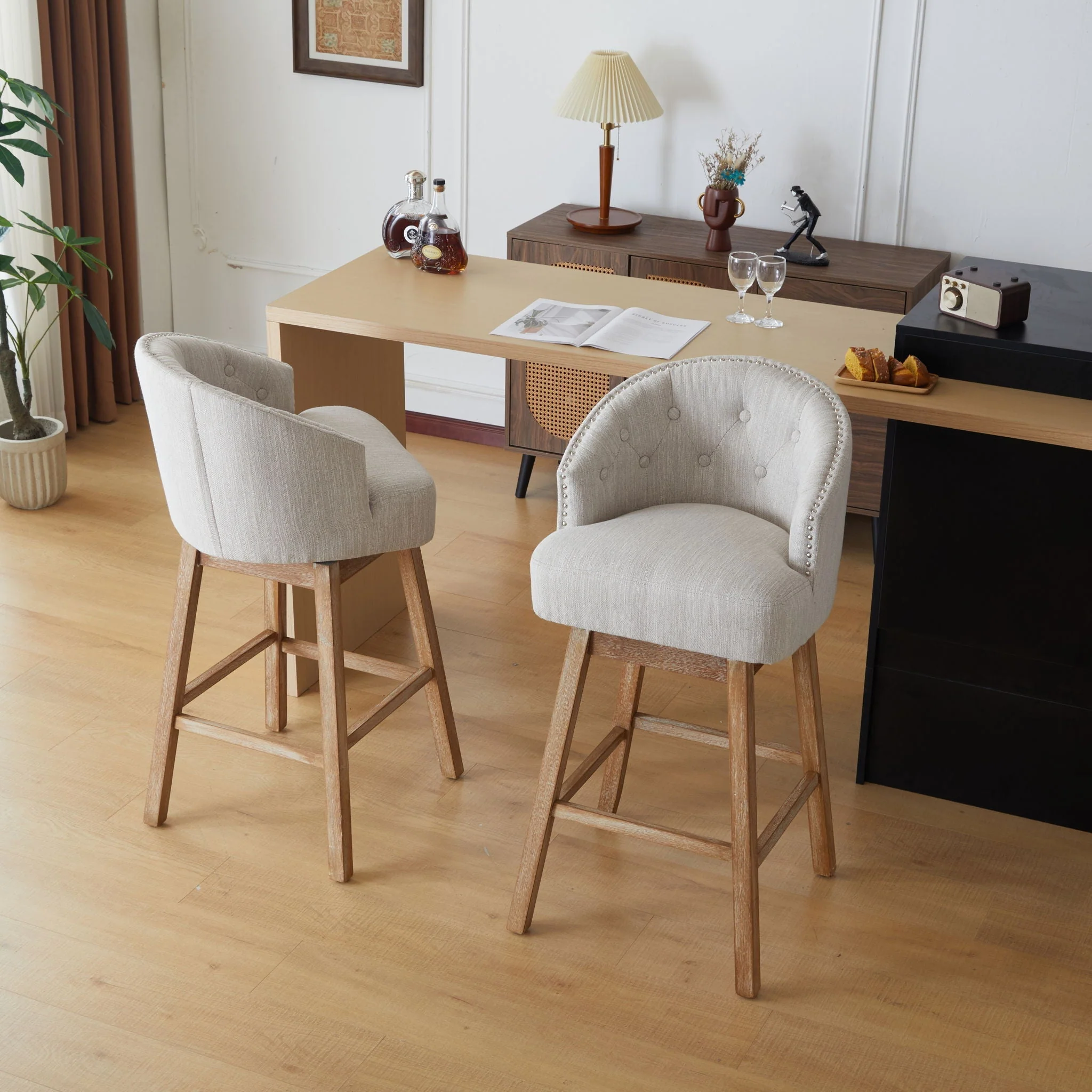 360 Degree Rotation Swivel Counter Stools (Set of 2) - Image 7