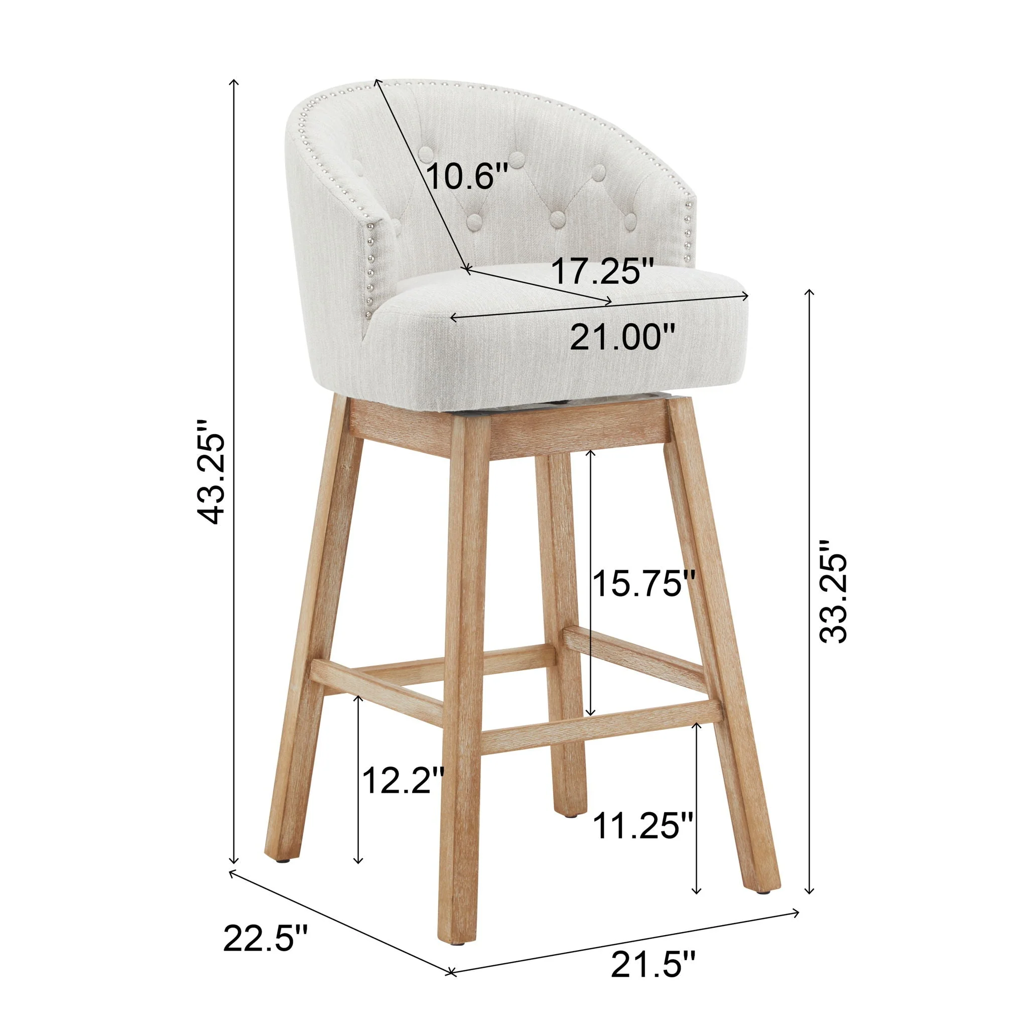360 Degree Rotation Swivel Counter Stools (Set of 2) - Image 8