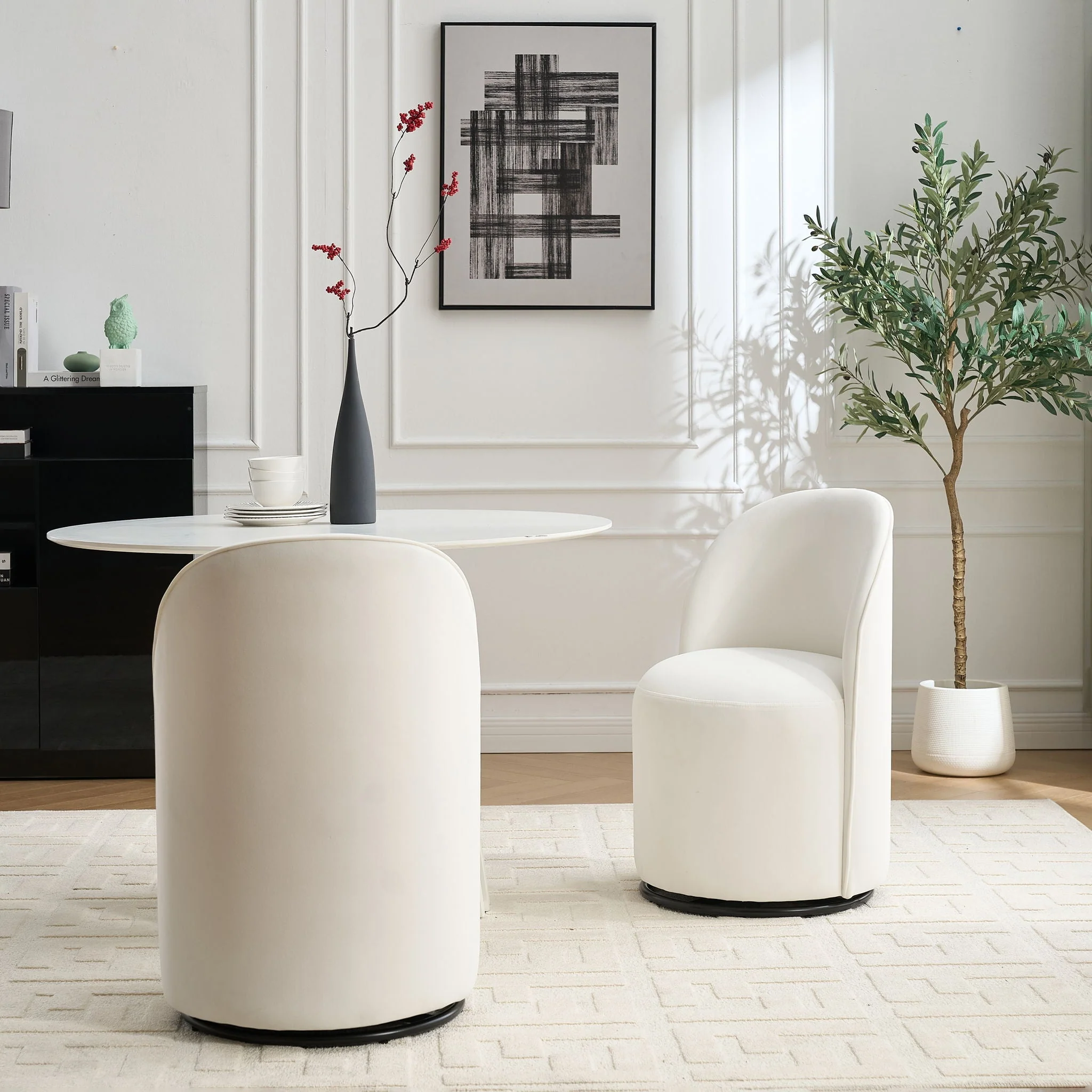 360 Degree Swivel Armless Dining Barrel Chair - Image 9