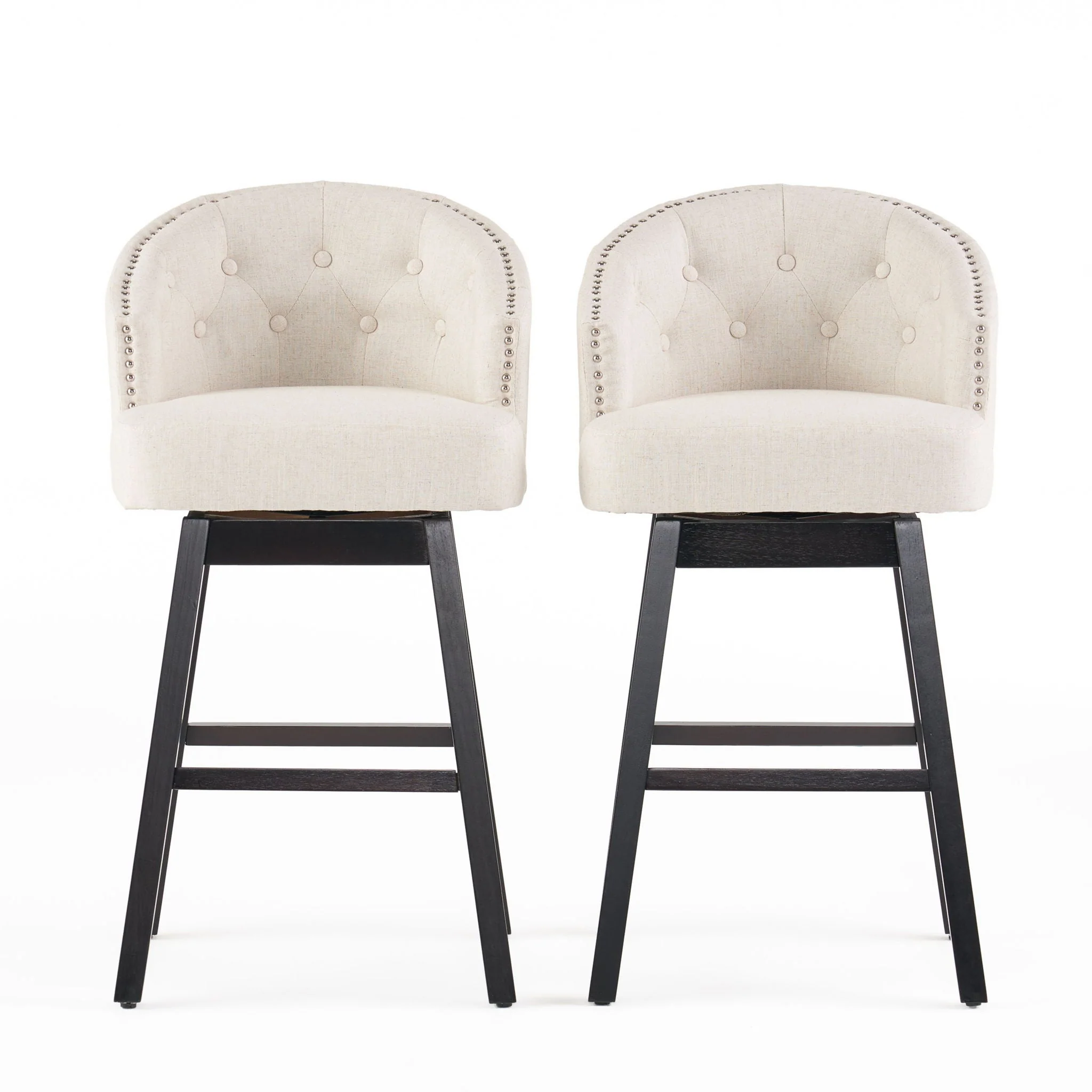 360 Degree Swivel Bar Stool With Stunning Nailhead Trim (Set of 2) - Image 2