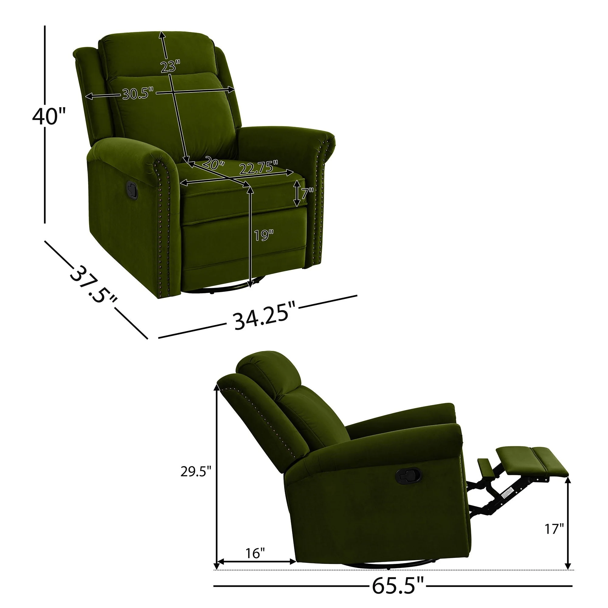 360 Degrees Swivel Recliner Manual Rocking With Adjustable Backrest - Image 5