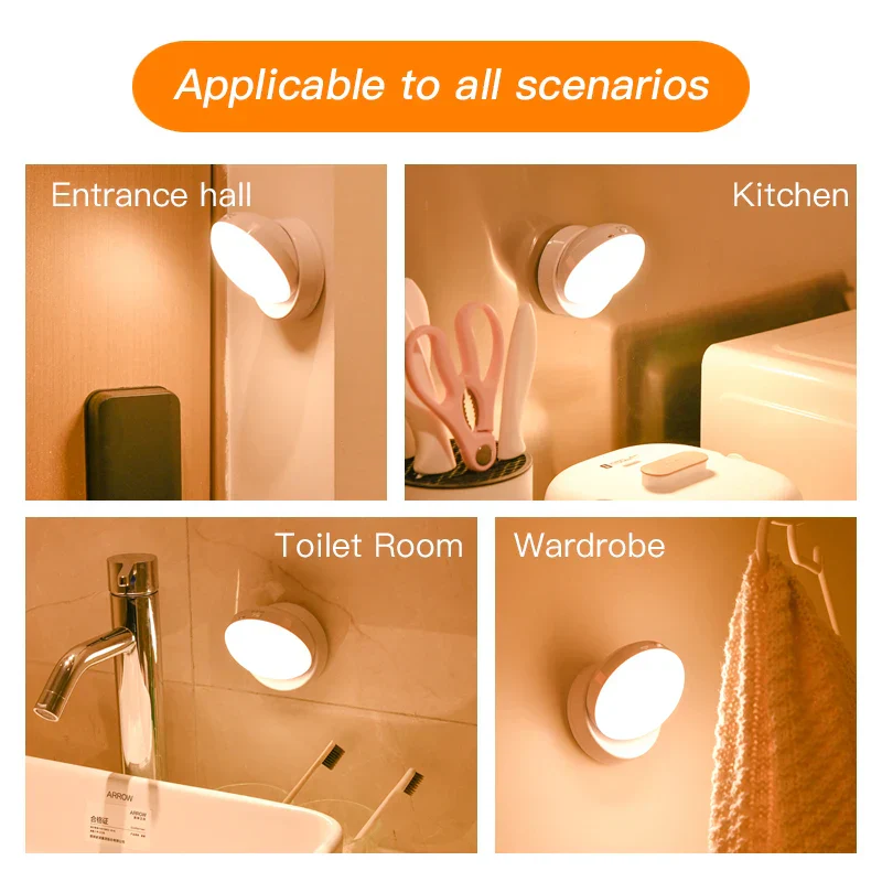 360° Rotating Magnetic LED Night Light Motion Sensor USB Rechargeable Lamp - Image 3