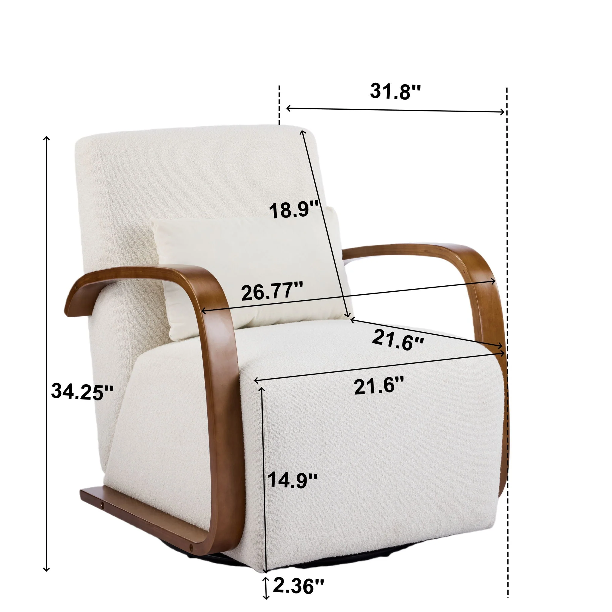360° Swivel Accent Chair - Beige - Image 2