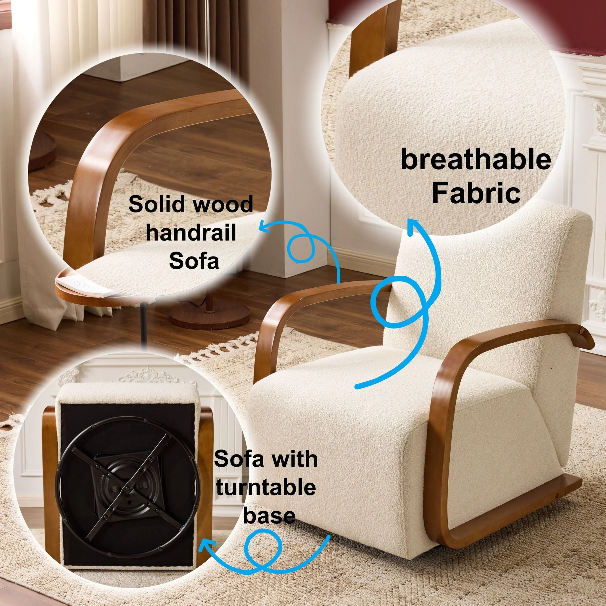 360° Swivel Accent Chair - Beige - Image 4